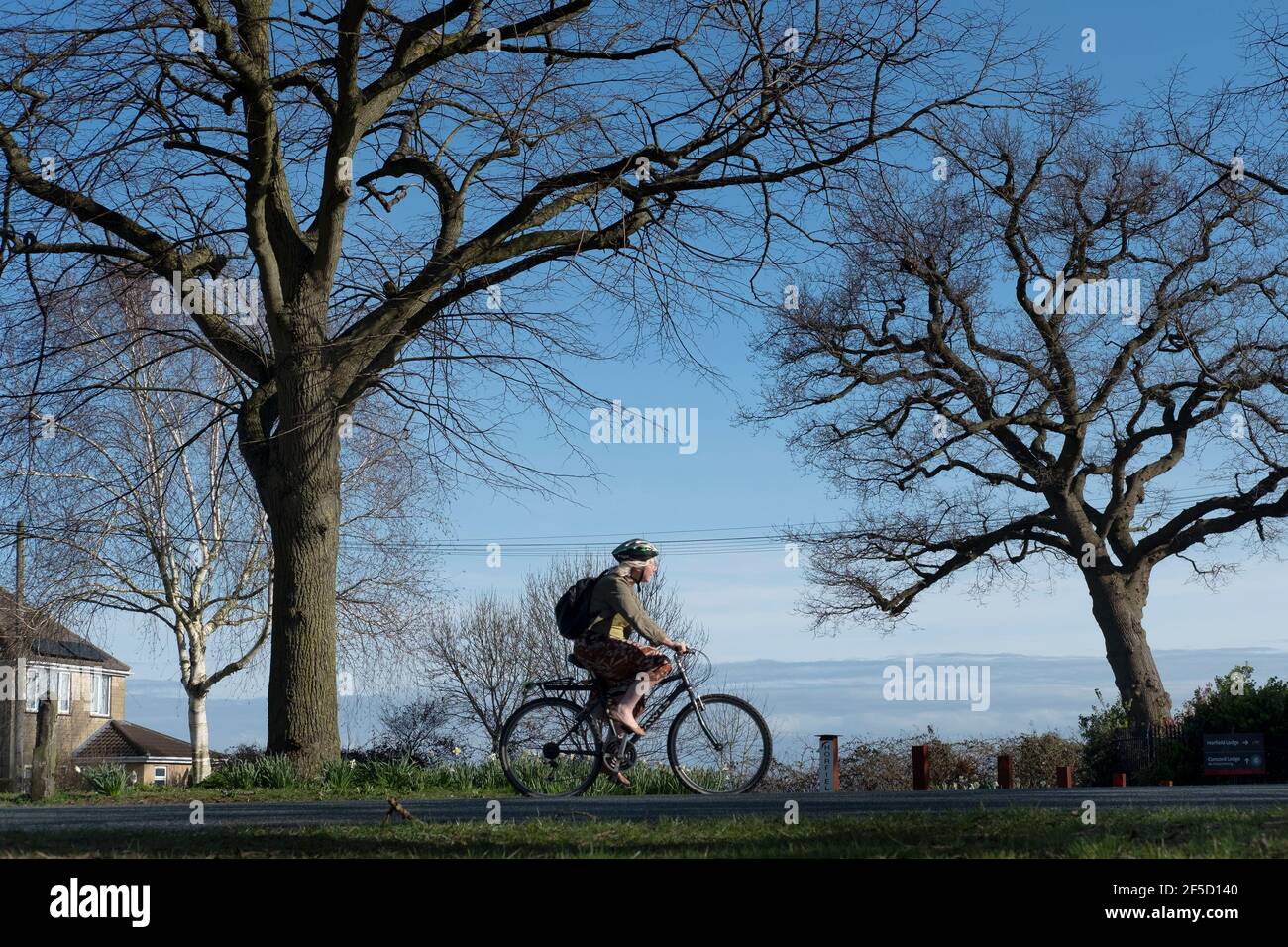 Ciclista a Bristol, Regno Unito Foto Stock