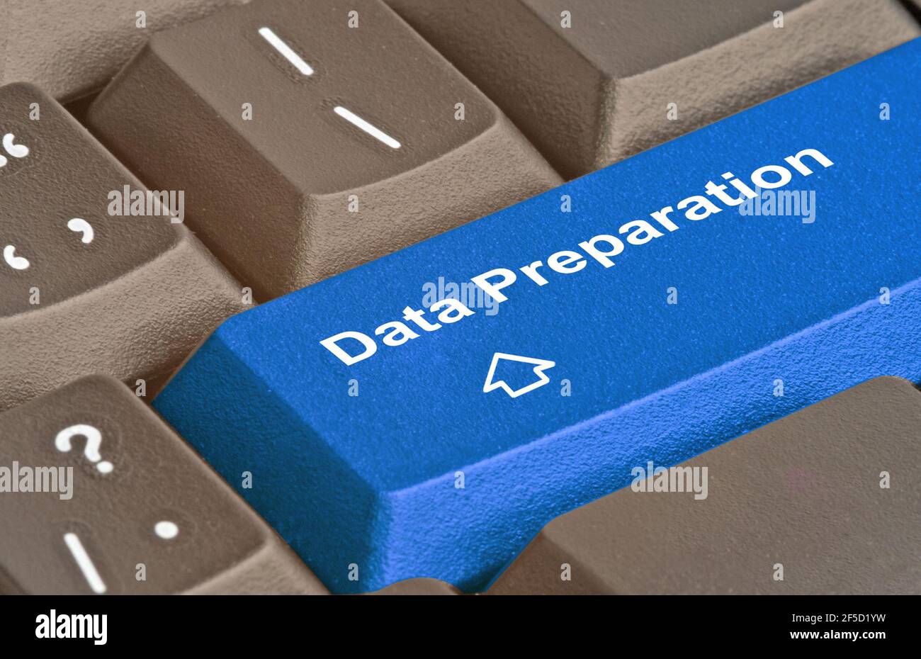 Tasto blu per la preparazione dei dati Foto Stock