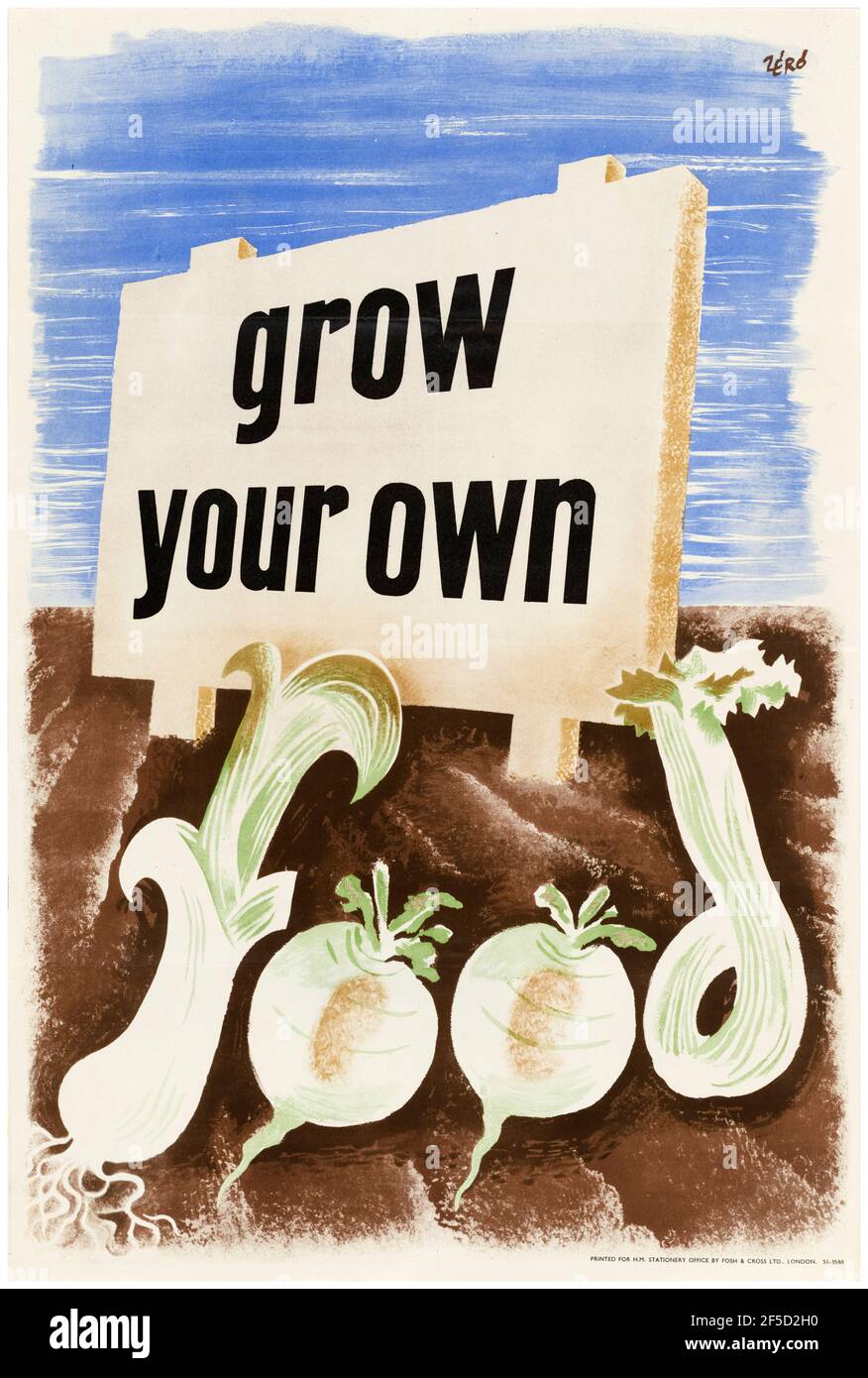 Grow your own Food, British, WW2, poster della produzione alimentare, 1942-1945 Foto Stock