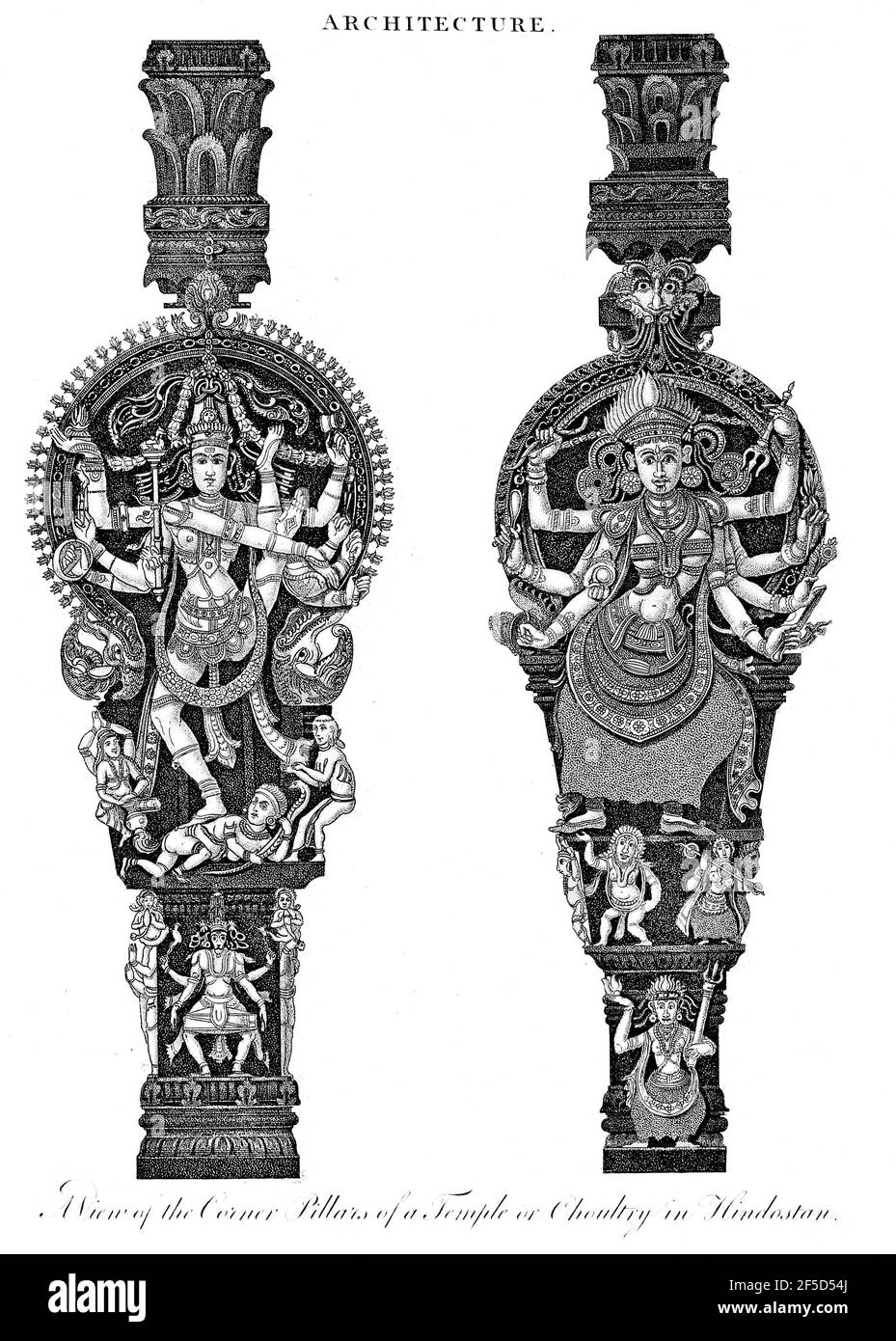 Colonna d'angolo Pagoda o Tempio in Hindostan [Hindustan, India] dall'Enciclopedia Londinensis OR, dizionario universale di arti, scienze e letteratura; Volume II; a cura di Wilkes, Giovanni. Pubblicato a Londra nel 1810 Foto Stock