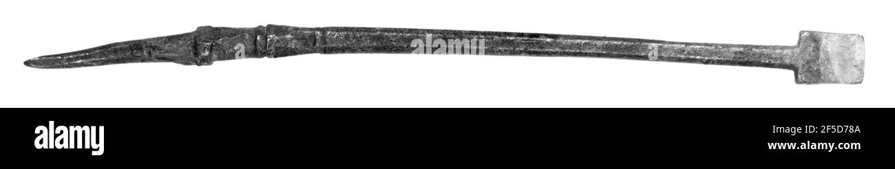 Strumento medico con finiale a paletta. Sconosciuto Foto Stock