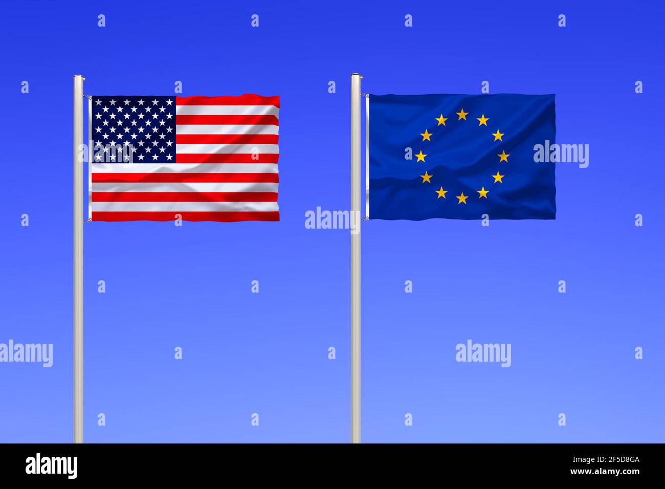 Bandiere dell'Europa e degli Stati Uniti, dell'Europa Foto Stock