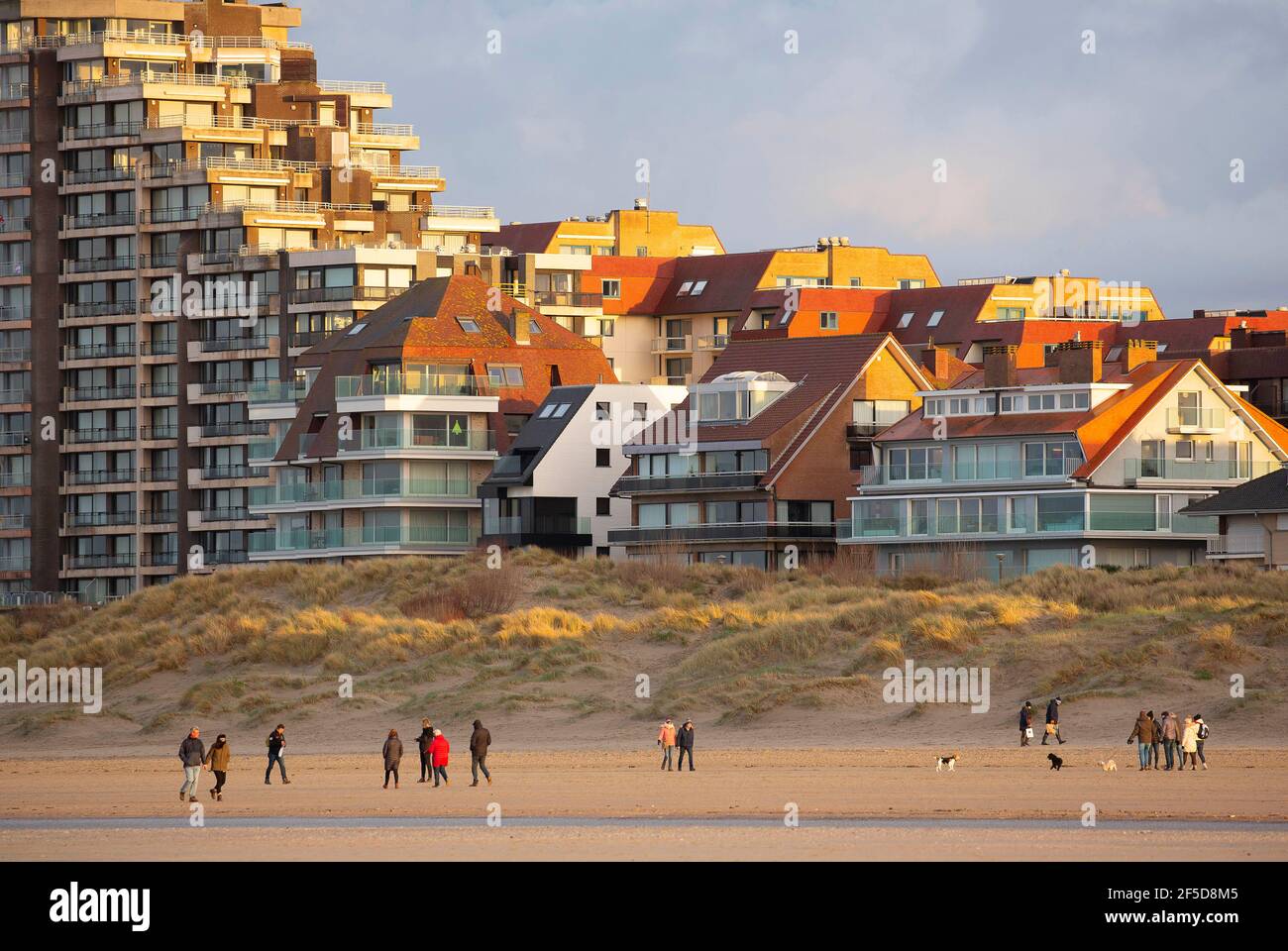 appartamenti lungo la costa belga, Belgio, Fiandre Occidentali, Nieuwpoort Foto Stock