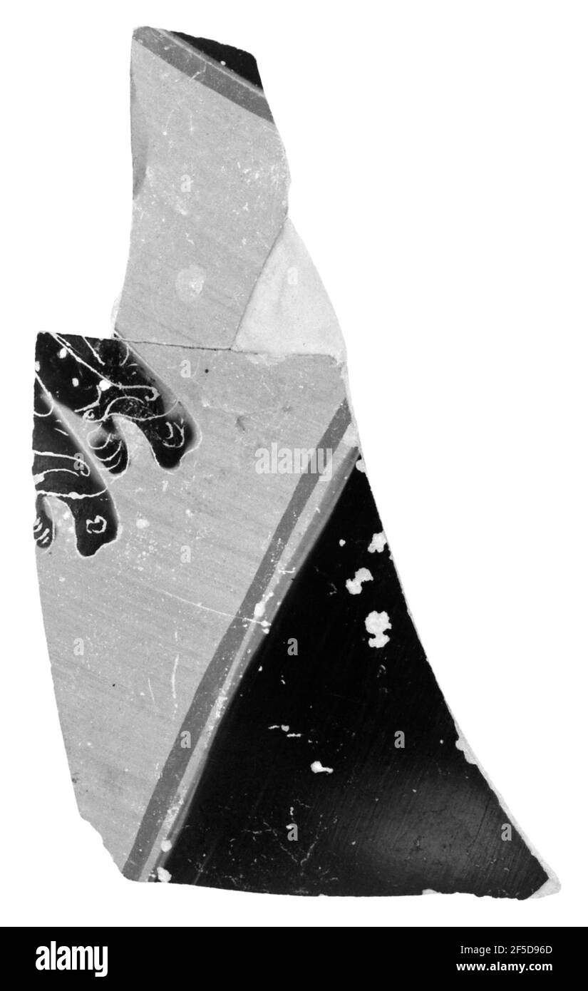 Frammento di Amphora panatenaico attico (composto da 2 frammenti Uniti). Attribuito al pittore Euphiletos (attivo circa 530 - 510 a.C.) Foto Stock