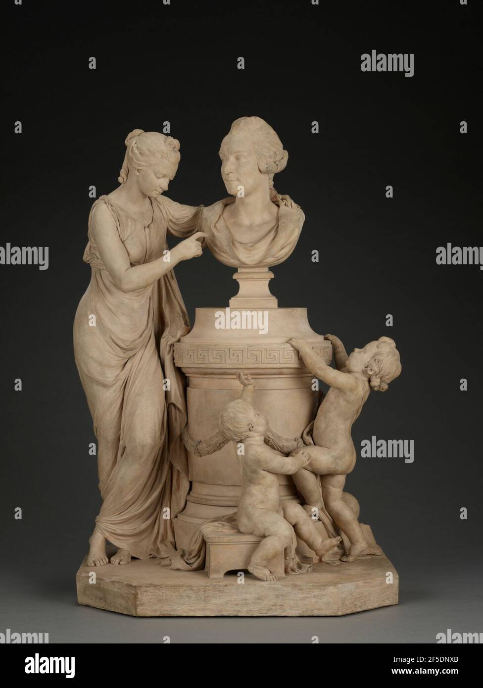 Gruppo allegorico con un busto di architetto. Produttore sconosciuto, forse belga Foto Stock