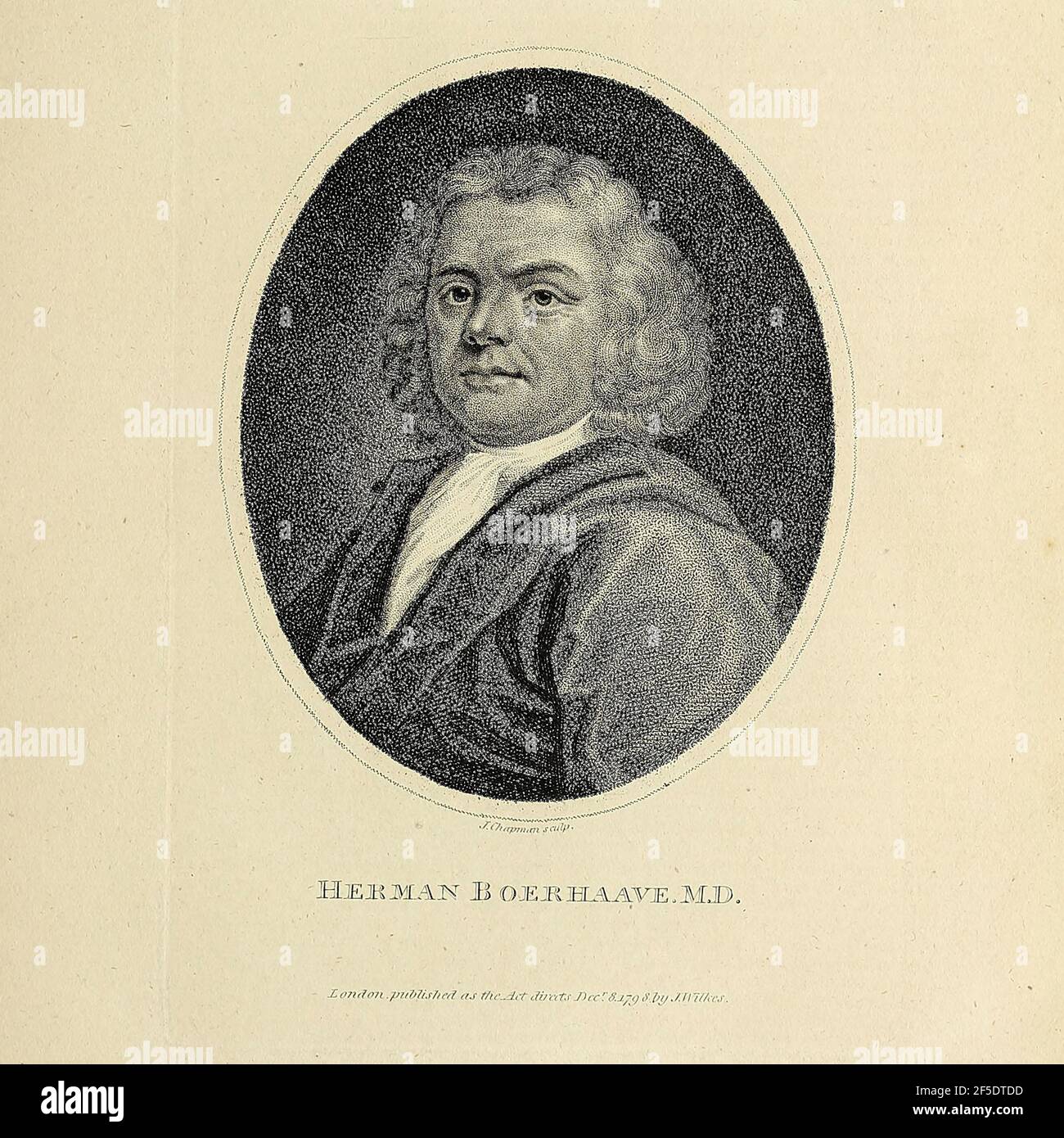Herman Boerhaave (1738 dicembre 1668 – 23 settembre 31) è stato un botanico, chimico, umanista cristiano e medico olandese di fama europea. È considerato il fondatore dell'insegnamento clinico e del moderno ospedale accademico ed è talvolta indicato come "il padre della fisiologia", Boerhaave ha introdotto l'approccio quantitativo nella medicina. Incisione su copperplate dell'Enciclopedia Londinensis OR, dizionario universale delle arti, delle scienze e della letteratura; Volume III; a cura di Wilkes, Giovanni. Pubblicato a Londra nel 1810 Foto Stock