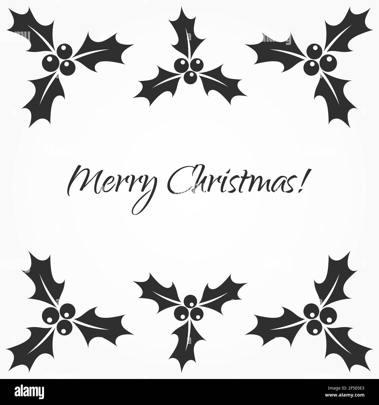 Holly bacche cornice nera. Illustrazione vettoriale Illustrazione Vettoriale