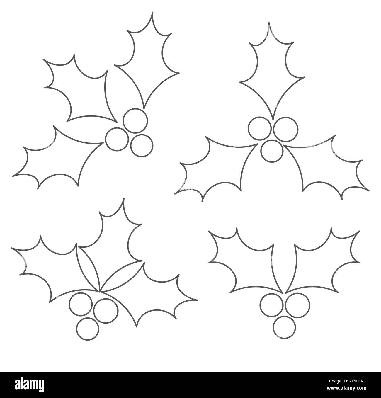 Set di icone della linea di bacche agrifoglio. Illustrazione vettoriale Illustrazione Vettoriale