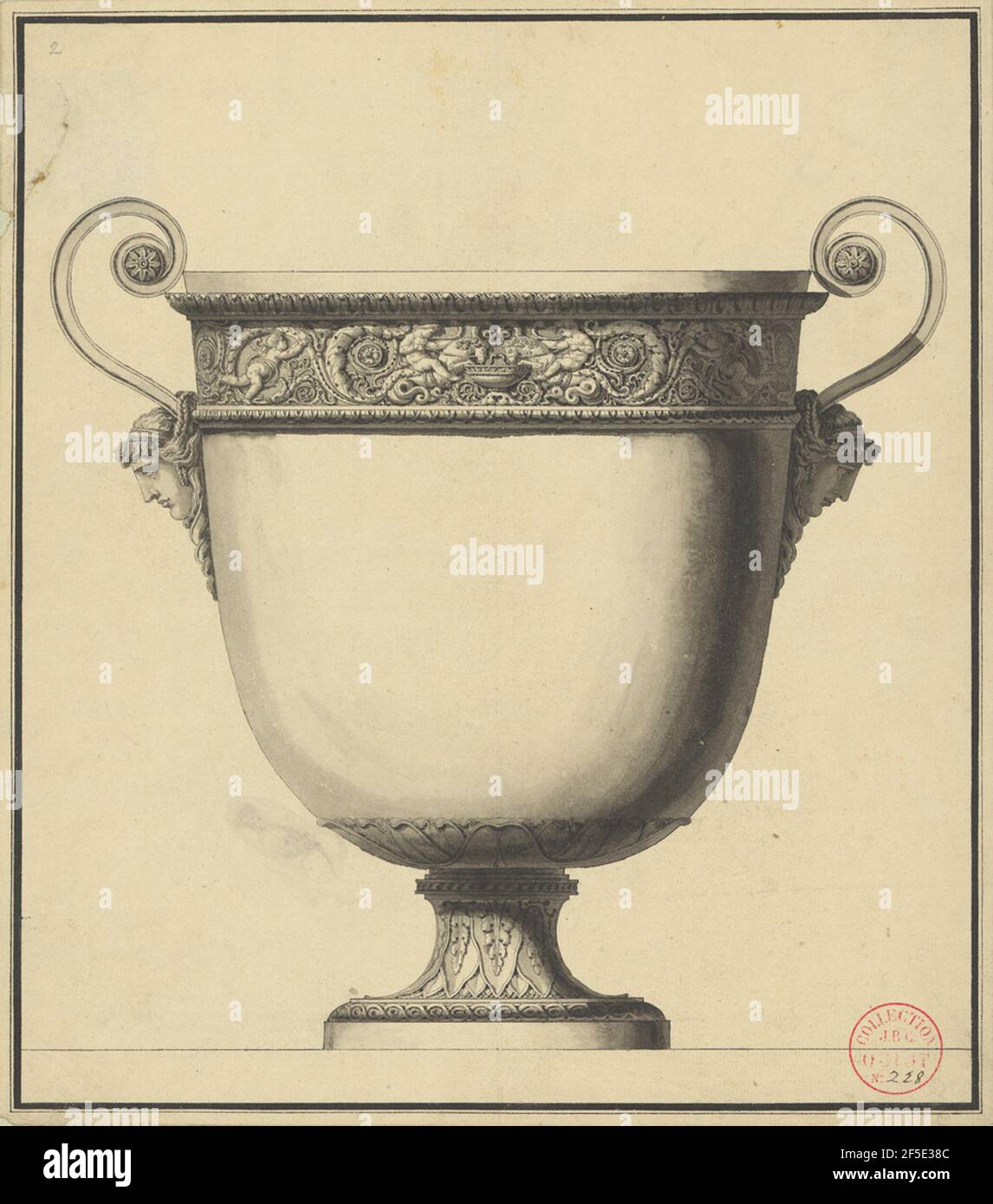 Disegno per un refrigerante del vino. Attribuito a Jean-Guillaume Moitte (Francese, 1746 - 1810) Foto Stock