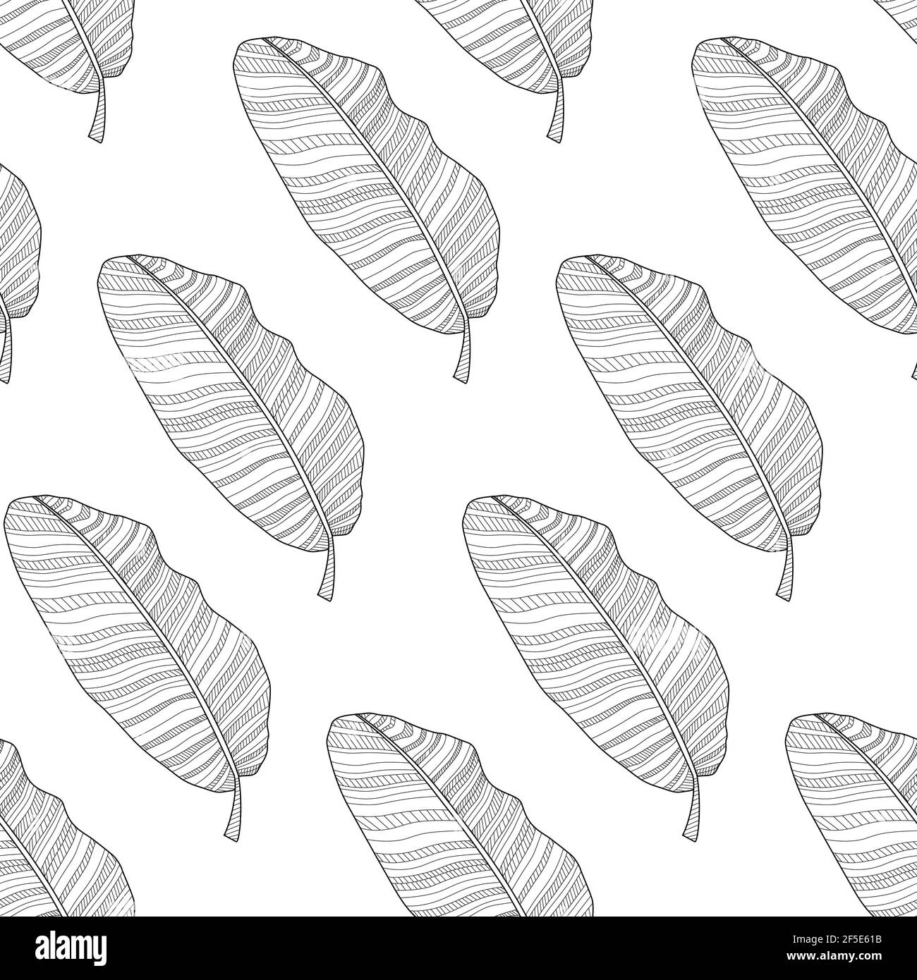 Astratto tropicale banana foglia di palma senza cuciture motivo sfondo. Illustrazione vettoriale EPS10 Illustrazione Vettoriale