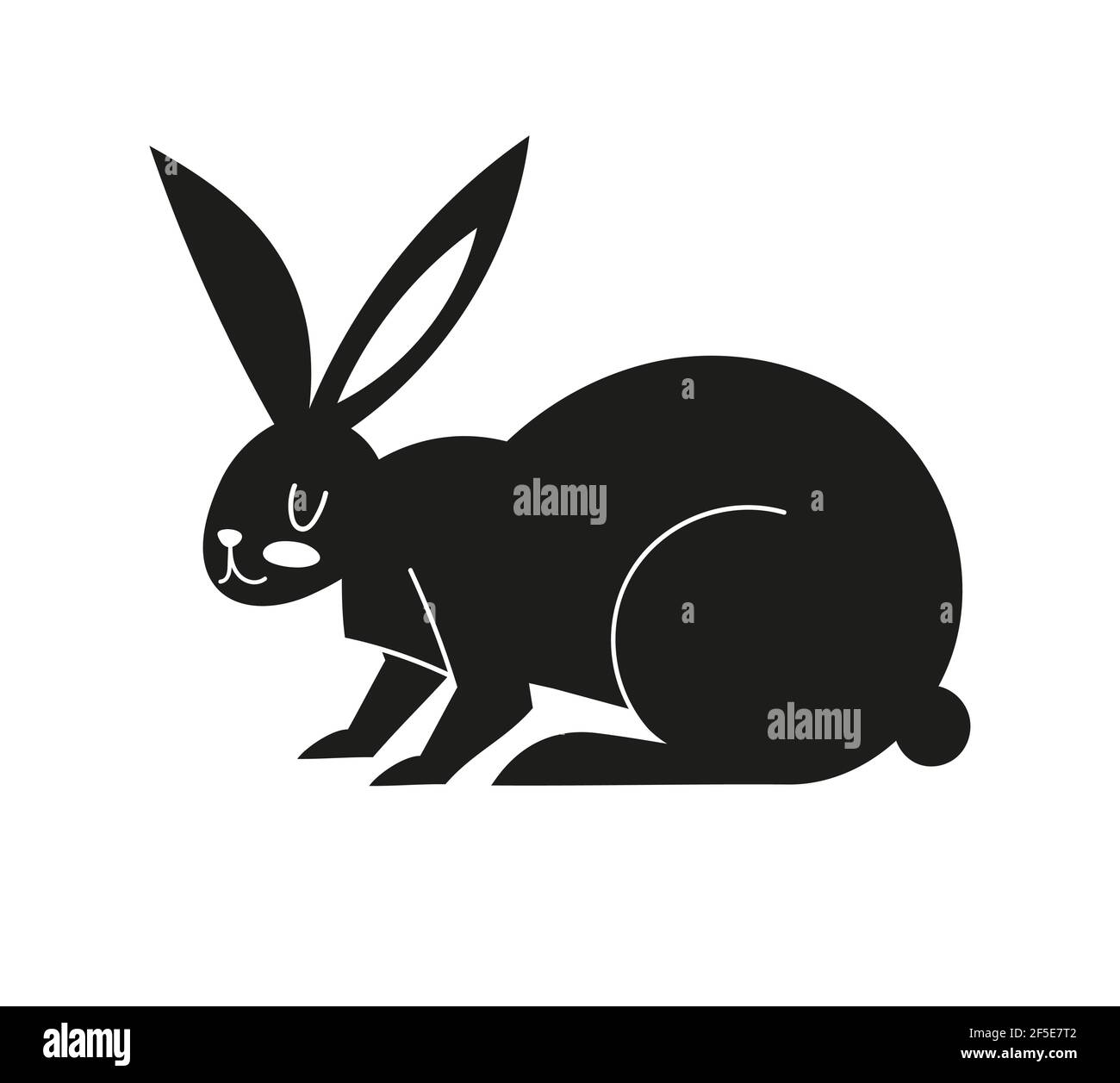 Icona nera con lepre. Silhouette con coniglietto pasquale. Illustrazione vettoriale con animale isolato su sfondo bianco. Illustrazione Vettoriale