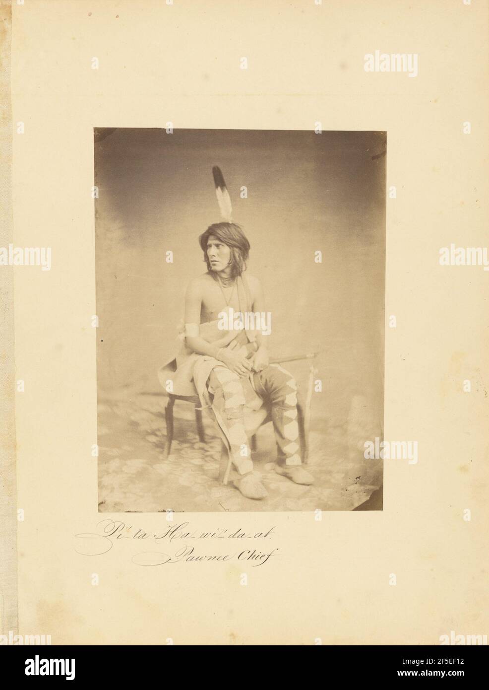 Pi'-ta. Ha-wi'-da-at, capo di Pawnee. Foto Stock