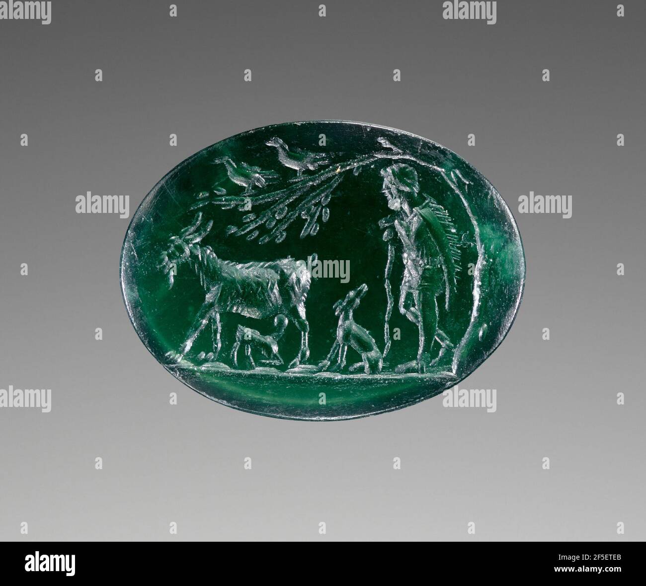 Gem inciso con un Goatherd. Sconosciuto Foto Stock