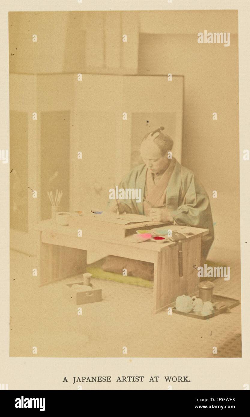 Un artista giapponese al lavoro. Kazumasa Ogawa (giapponese, 1860 - 1929) Foto Stock