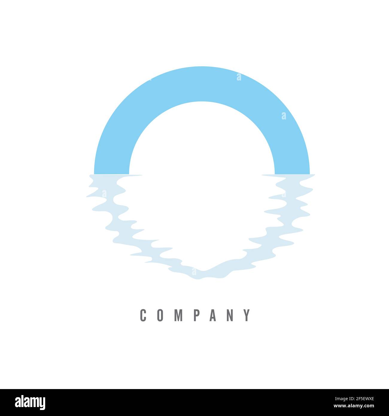 O logo su sfondo bianco. Logo aziendale Letter O. Riflessione creativa astratta simbolo sull'acqua. Disegno di illustrazione vettoriale. Illustrazione Vettoriale