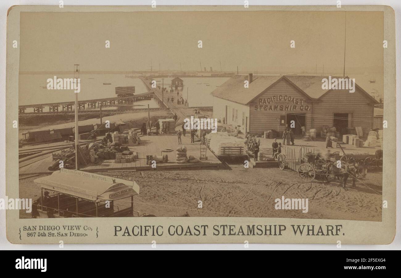 Pacific Coast Steamship Wharf. San Diego View Company Foto Stock