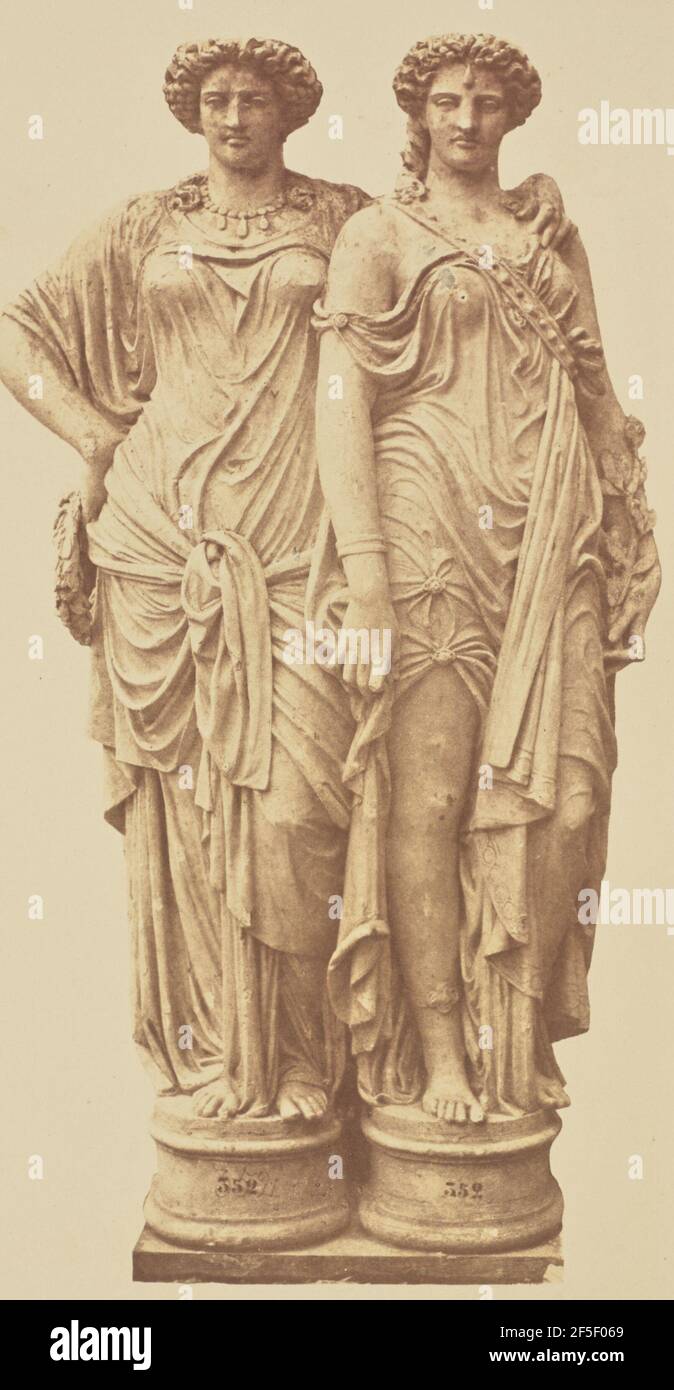 Cariatidi di Elias Robert, decorazione del Louvre, Parigi. Édouard Baldus (francese, nato Germania, 1813 - 1889) Foto Stock