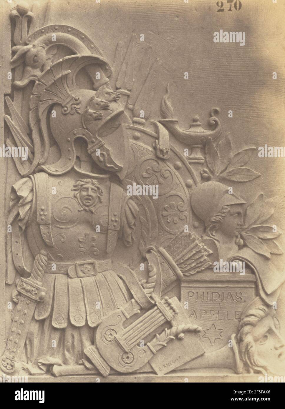 Elemento decorativo di Emile Knecht, decorazione del Louvre, Parigi. Édouard Baldus (francese, nato Germania, 1813 - 1889) Foto Stock