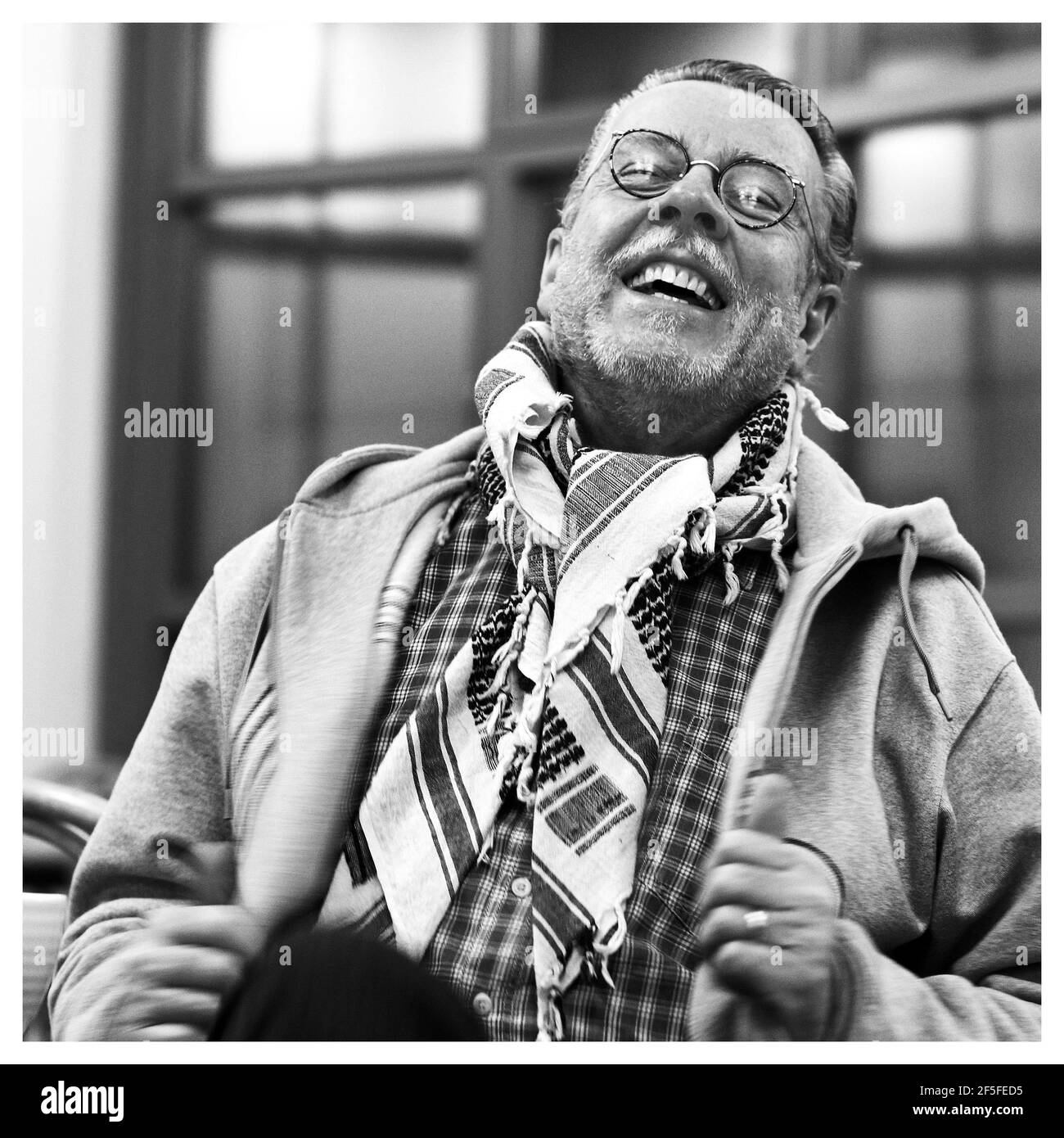 Mikael Wiehe prima di un concerto a Nyköping. Foto Stock