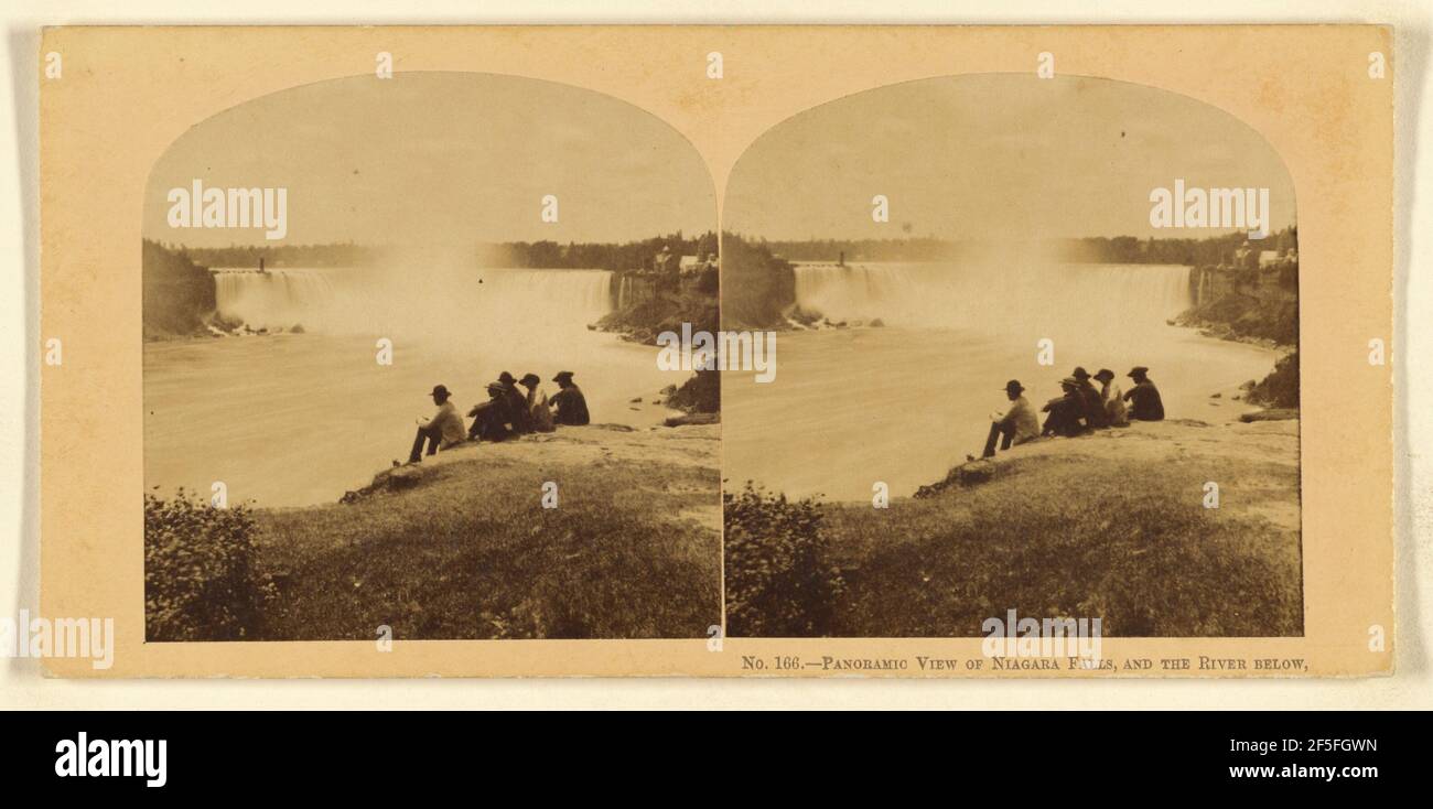 Vista panoramica delle Cascate del Niagara e del fiume sottostante. Dal Clifton Hotel, Canada. London Stereoscopic Company (attiva dal 1854 al 1890) Foto Stock