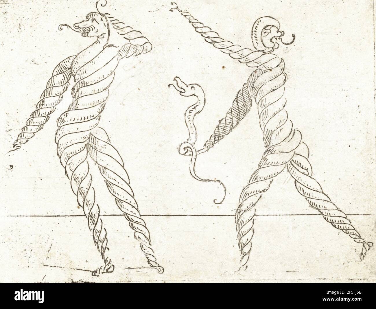 Opera di Giovanni Battista Bracelli intitolata Bizzarie di varianti Figura o Oddities di varie figure del 1624. Cubi, anelli di blocco e quadrati. Foto Stock Opera di Giovanni Battista Bracelli intitolata Bizzarie di varianti Figura o Oddities di varie figure del 1624. Cubi, anelli di blocco e quadrati. Foto Stock