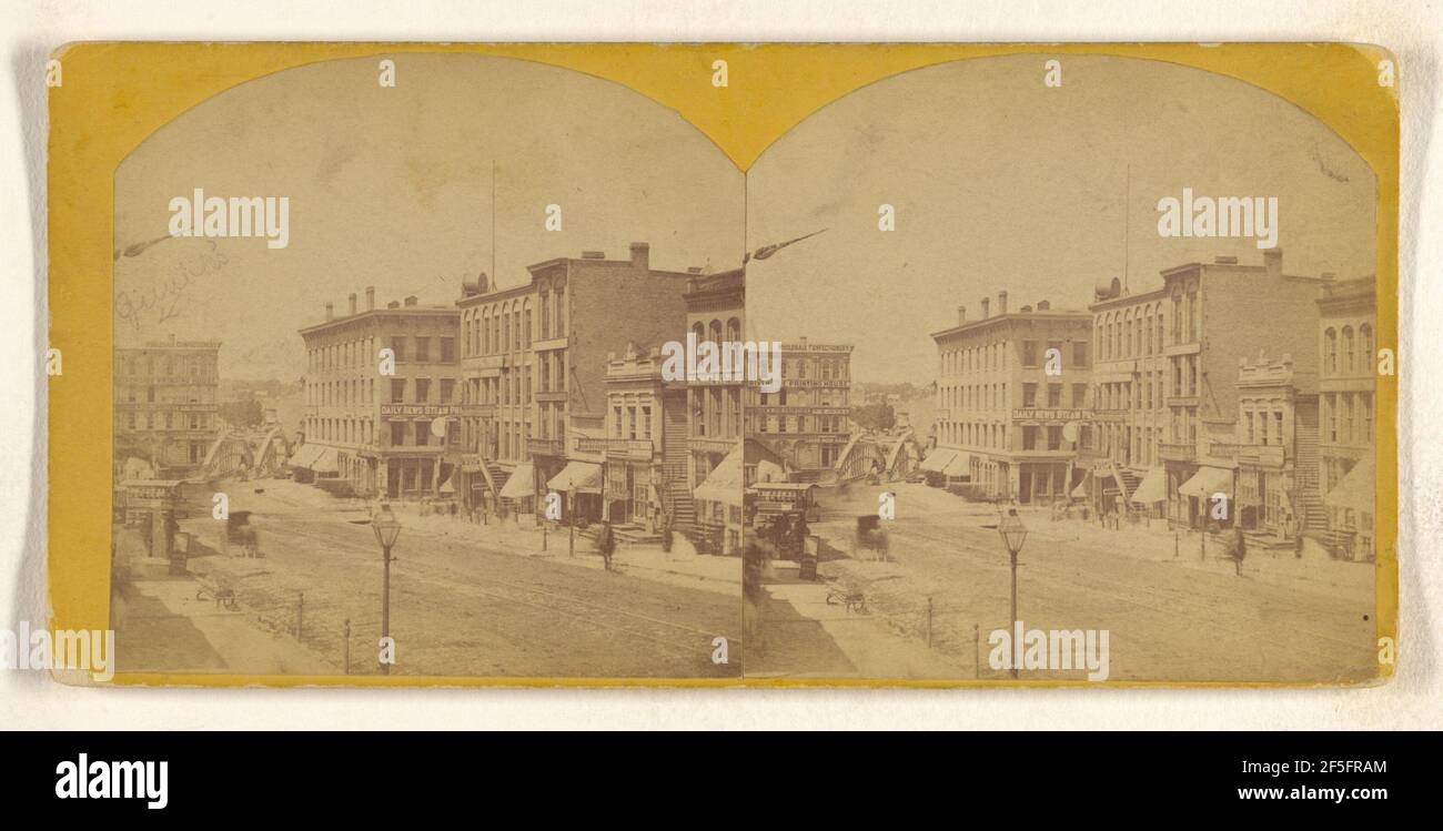 Wisconsin Street, guardando a ovest, Milwaukee, Wisconsin. Attribuito a William H. Sherman (americano, 1821 - 1898, attivo Milwaukee, Wisconsin) Foto Stock