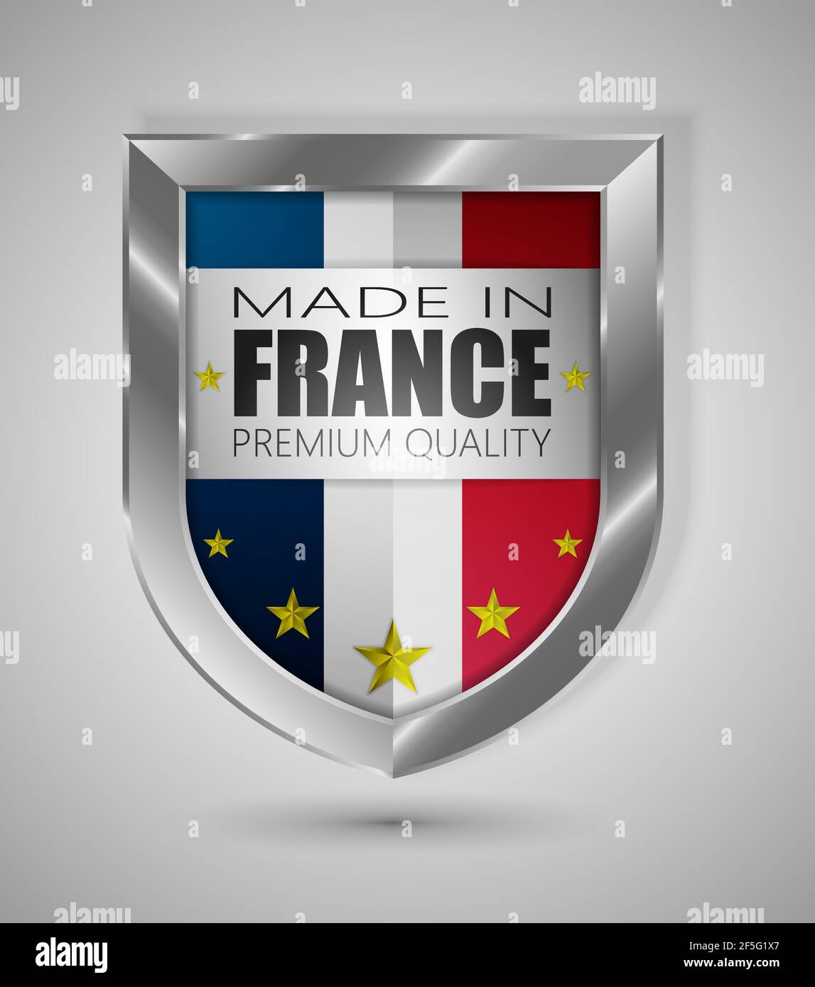 Illustrazione del vettore EPS10. Scudo realistico. Prodotto in Francia, qualità Premium. Perfetto per qualsiasi utilizzo. Illustrazione Vettoriale