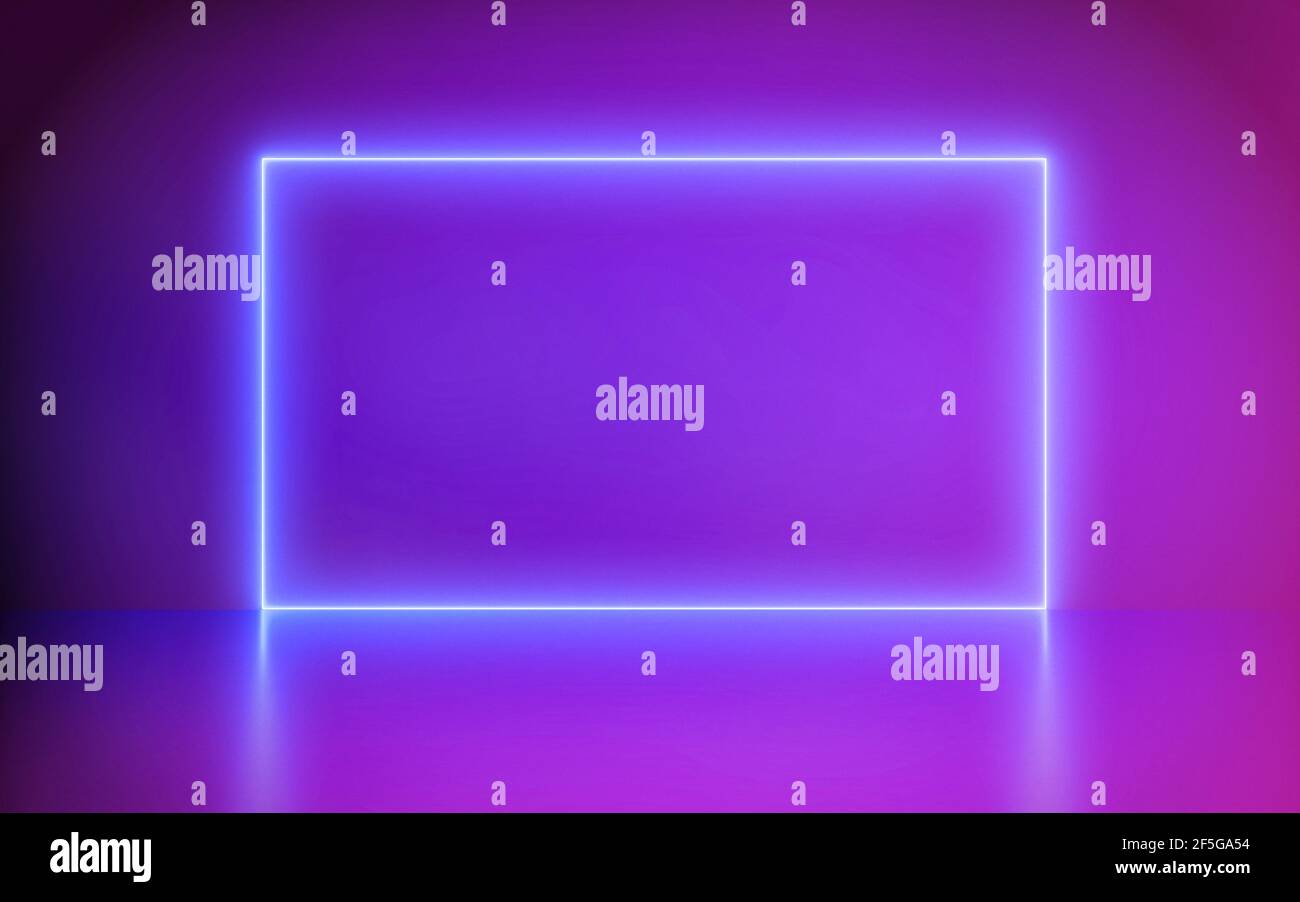 Futuristico Abstract Blue e Purple Neon Frame Light Abstract futuristico Blu e viola Neon Frame Light forma su sfondo colorato e riflettente Foto Stock Futuristico Abstract Blue e Purple Neon Frame Light Abstract futuristico Blu e viola Neon Frame Light forma su sfondo colorato e riflettente Foto Stock
