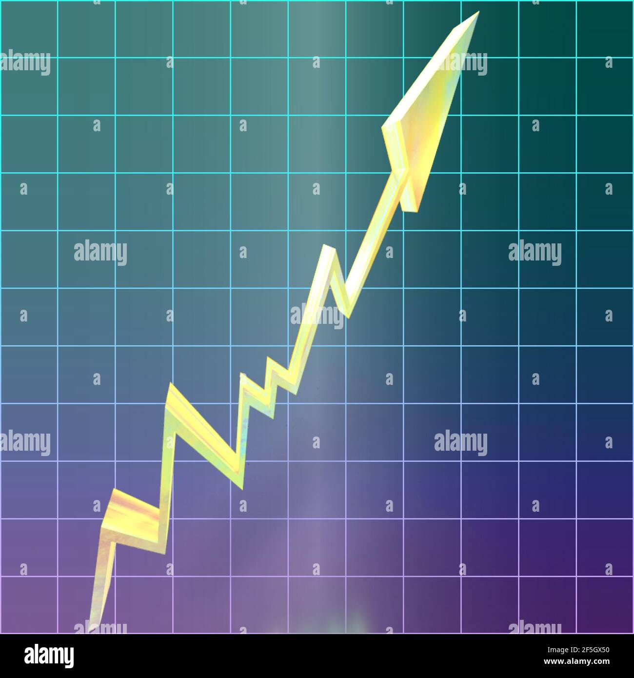 Immagine di sfondo astratta del grafico a linee con frecce 3d. Foto Stock