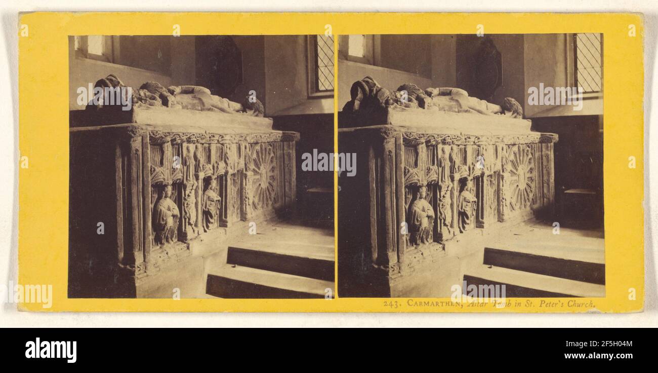 Carmarthen, Tomba dell'altare nella Chiesa di San Pietro. Sconosciuto Foto Stock