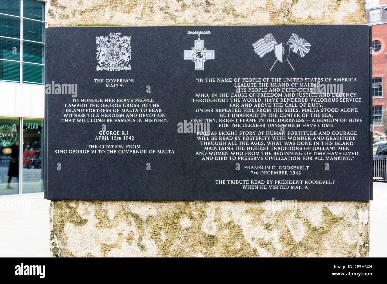 Il Memoriale di Malta George Cross a Londra. Foto Stock
