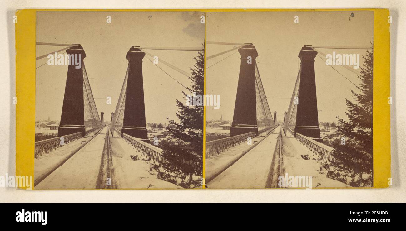 Il Niagara Suspension Bridge, vista dal lato Canada. Churchill e Denison Foto Stock
