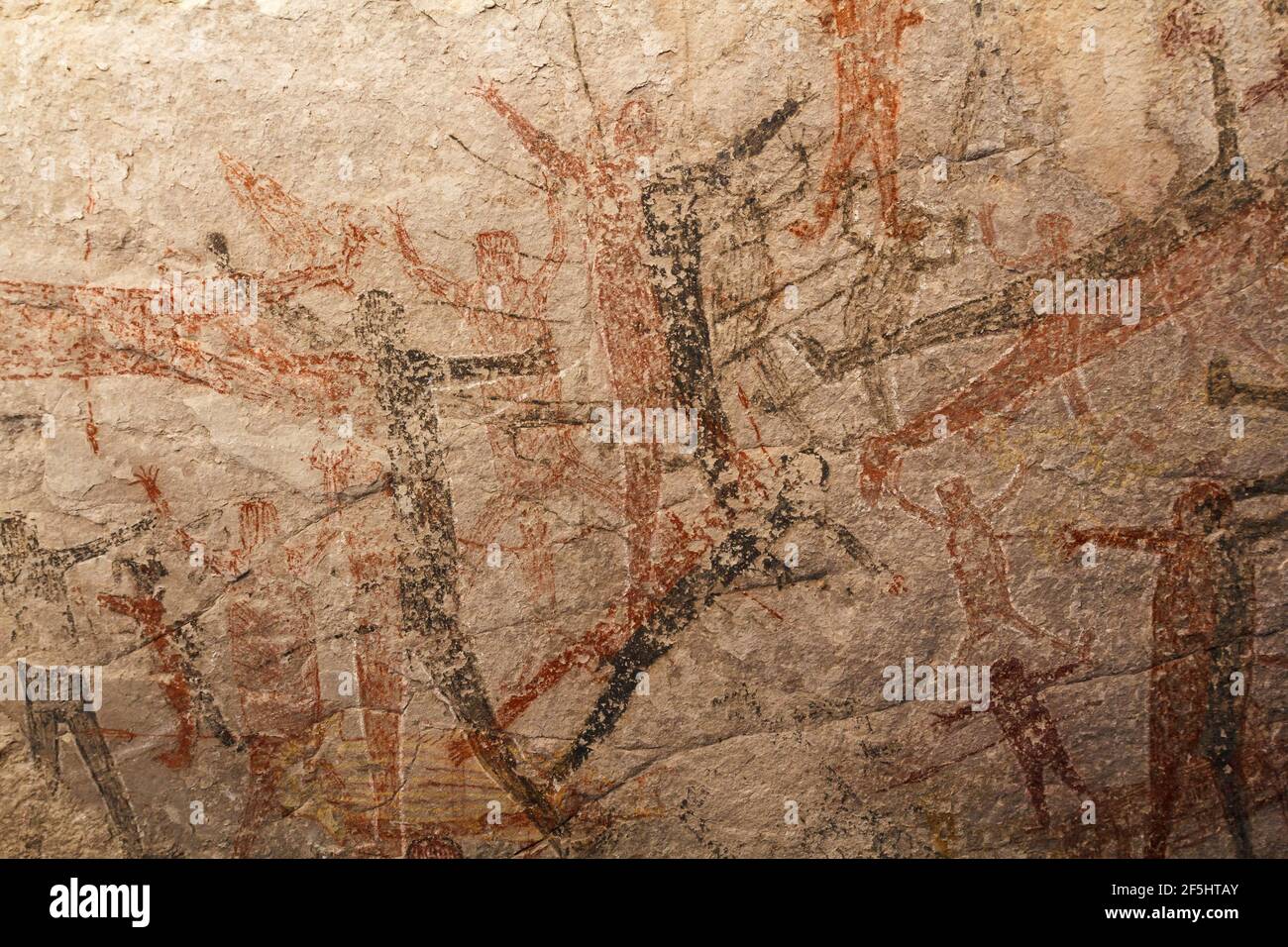 Dipinti in grotta di San Borjita risalenti a 7,500 anni fa Dal popolo Cochimí dello stato messicano di Baja California sur Foto Stock