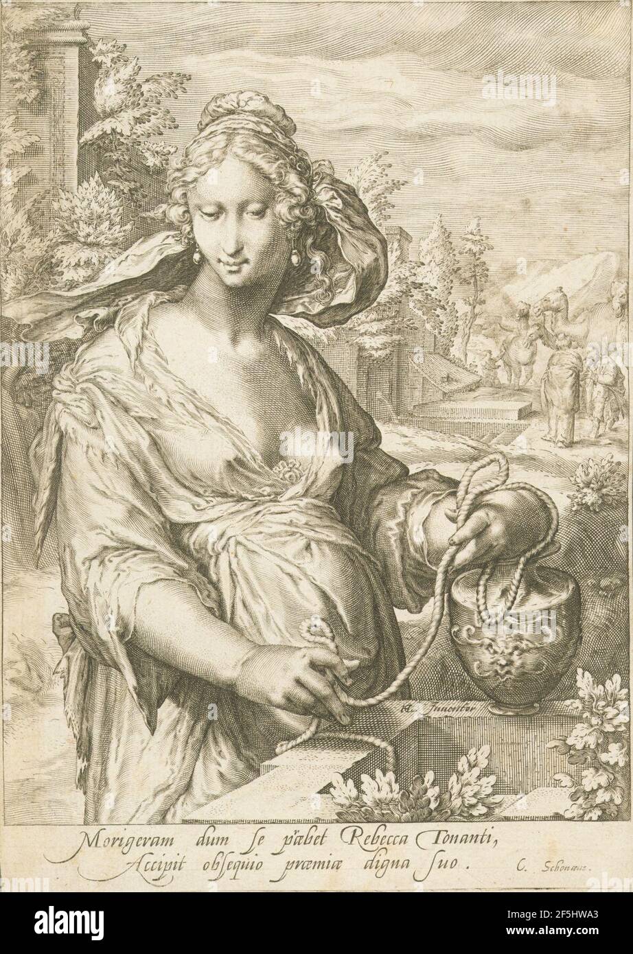 Rebecca al pozzo - Jan Pietersz. Saenredam dopo Hendrick Goltzius Foto Stock
