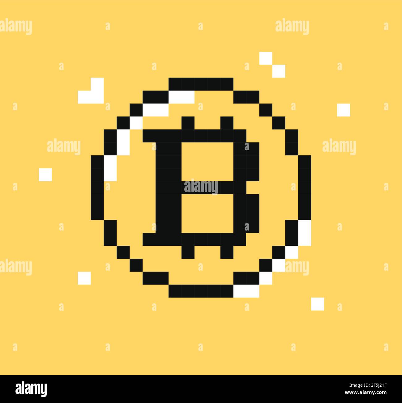 Bitcoin simbolo pixel art. Criptovaluta bitcoin. Logo del denaro digitale. Illustrazione vettoriale Illustrazione Vettoriale