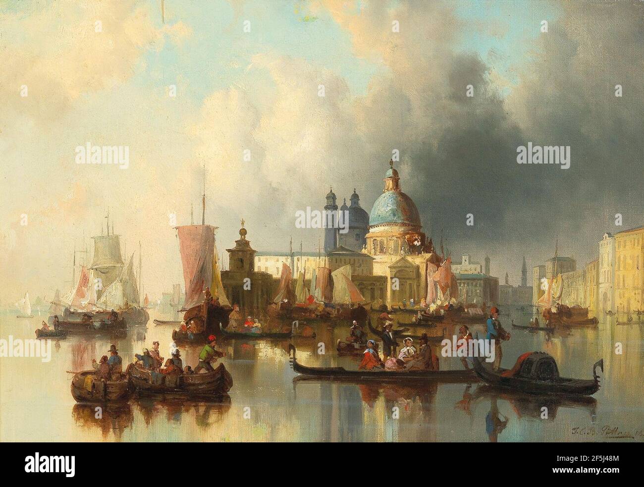 Josef Püttner - Venezia - trambusto della Punta della Dogana e Santa Maria della Salute. Foto Stock