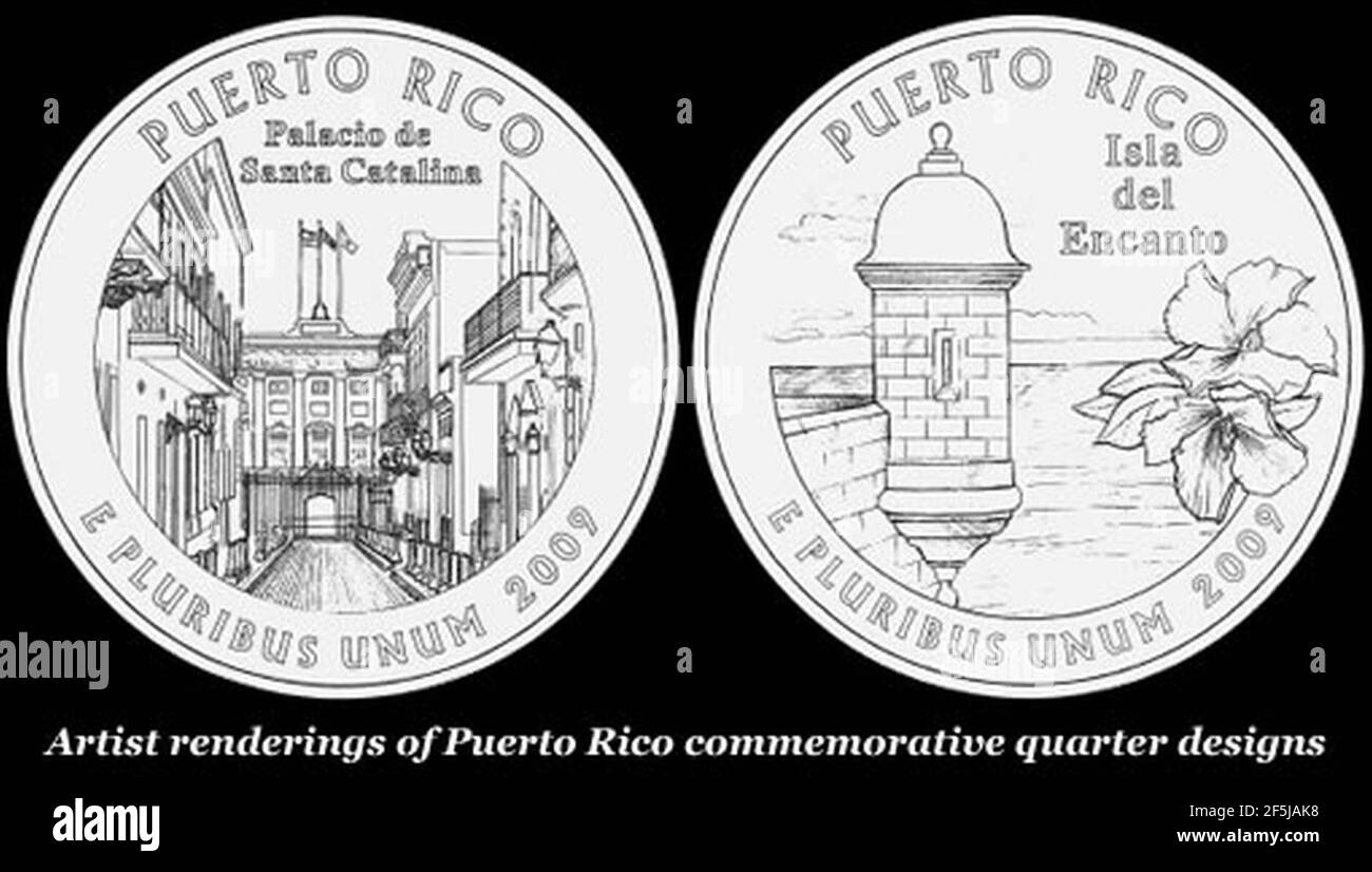 Puerto-Rico-Commemorative-Quarter-disegni. Foto Stock