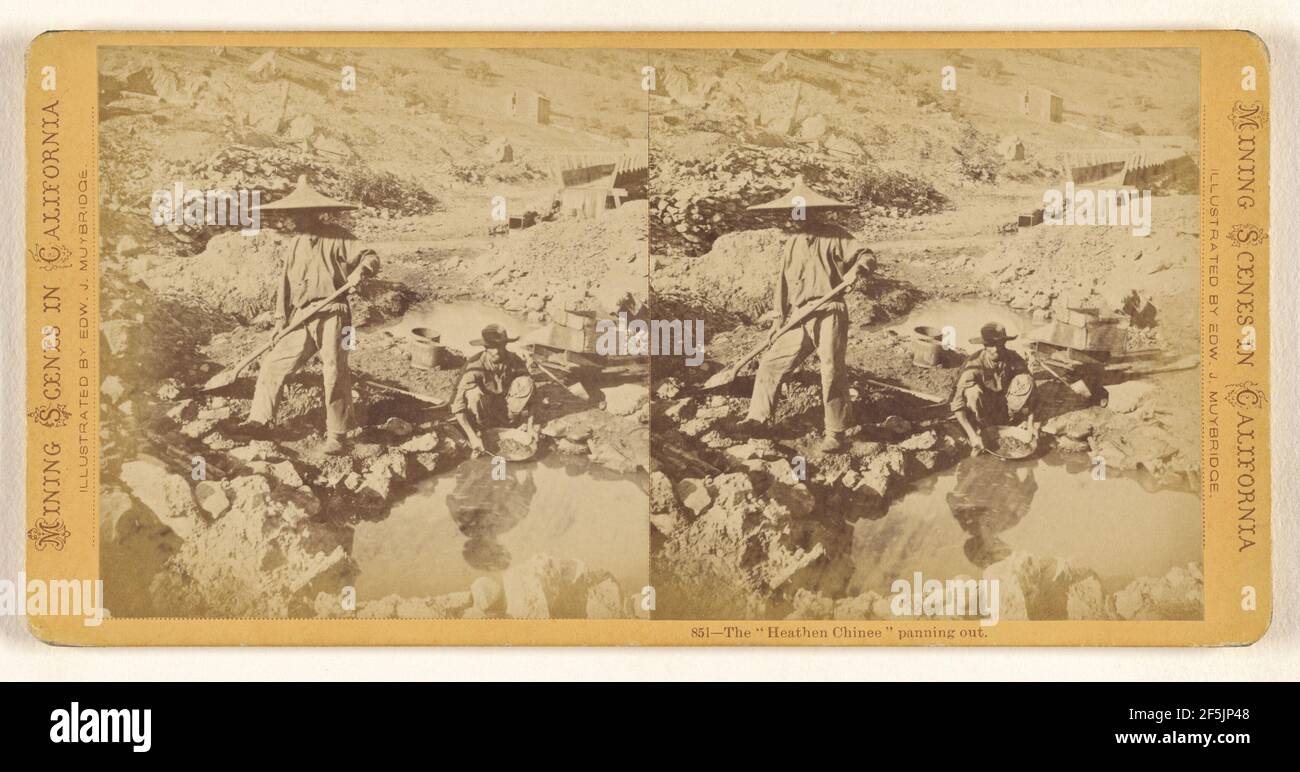 Il 'Heathen Chinee' in panning out. Eadweard J. Muybridge (americano, nato Inghilterra, 1830 - 1904) Foto Stock