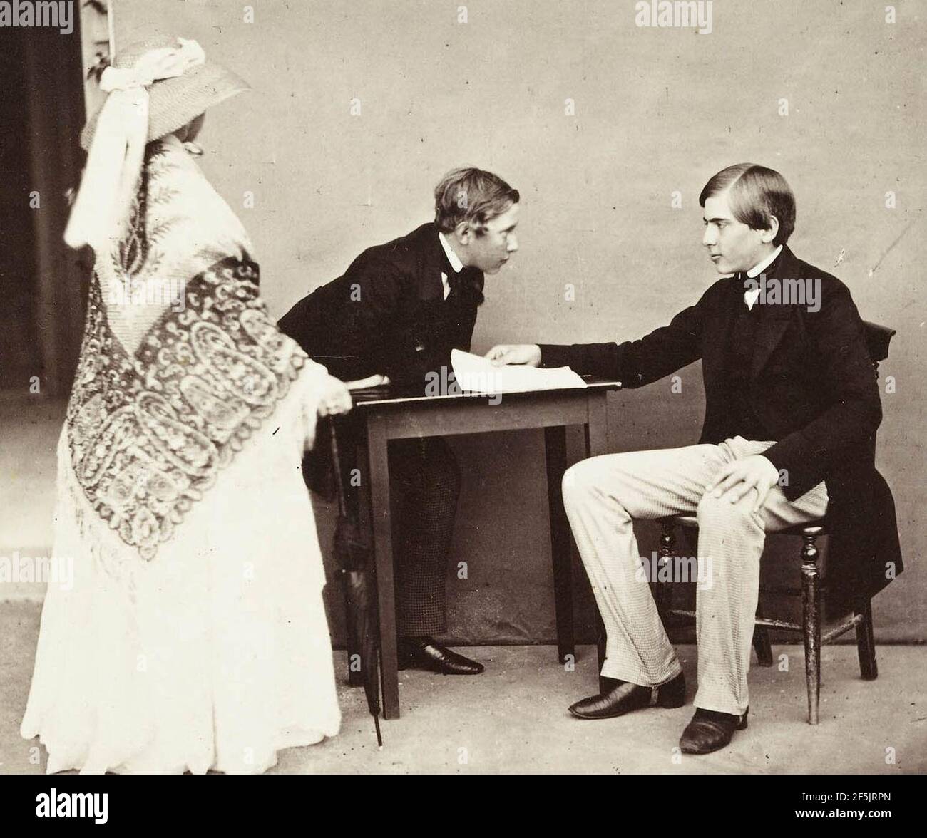 Regina Vittoria, Principe Luís e Re Pedro V del Portogallo (1854). Foto Stock