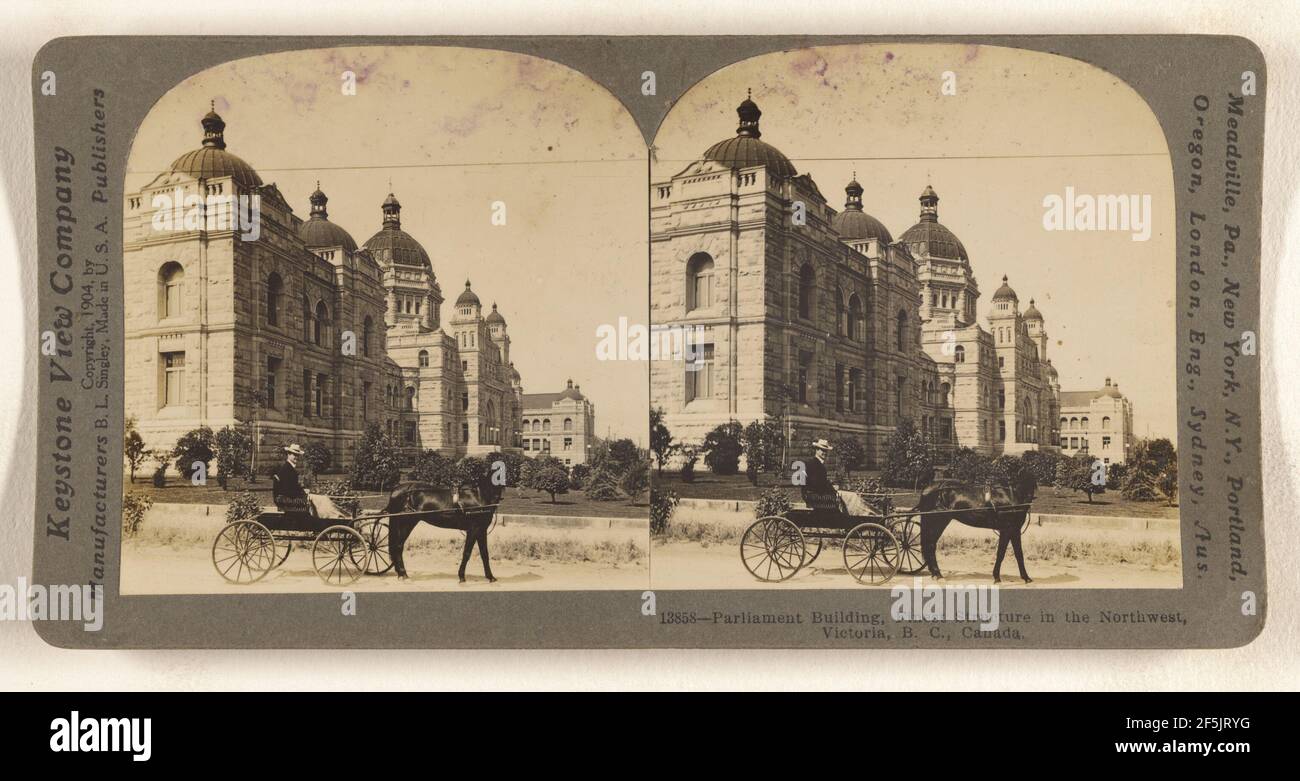 Palazzo del Parlamento, la struttura più bella del nord-ovest, Victoria, B.C., Canada. B. L. Singley (americano, 1864 - 1938) Foto Stock