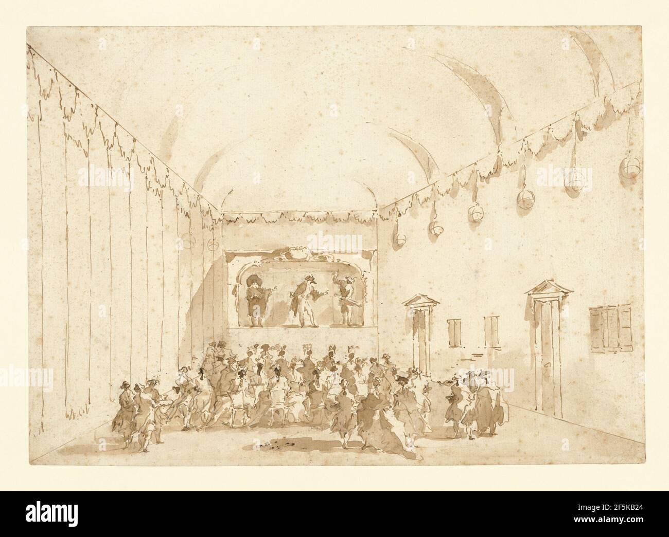 Una rappresentazione teatrale. Francesco Guardi (italiano, 1712 - 1793) Foto Stock