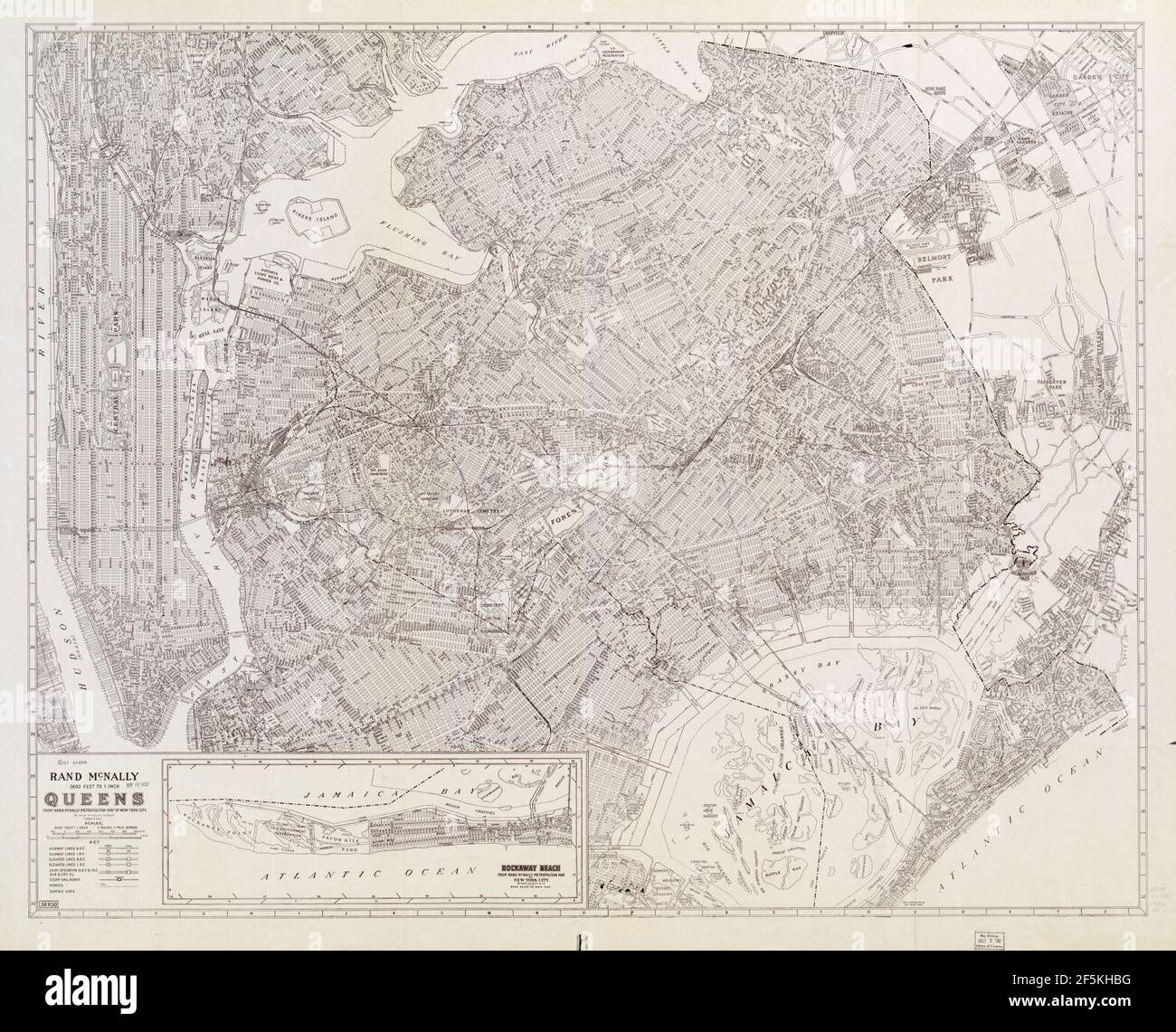 Rand McNally Queens - da Rand McNally mappa metropolitana di New York City. Foto Stock