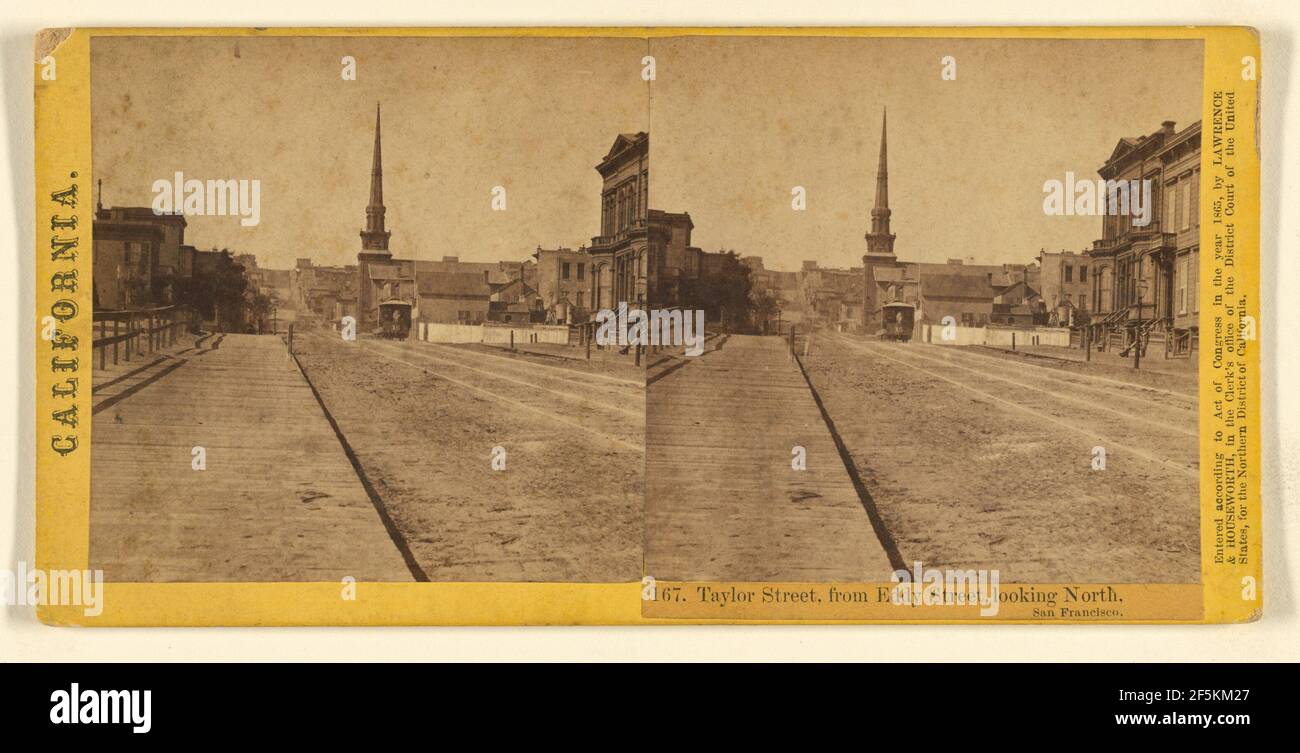 Taylor Street, da Eddy Street, guardando a nord, San Francisco. Lawrence e Houseworth Foto Stock