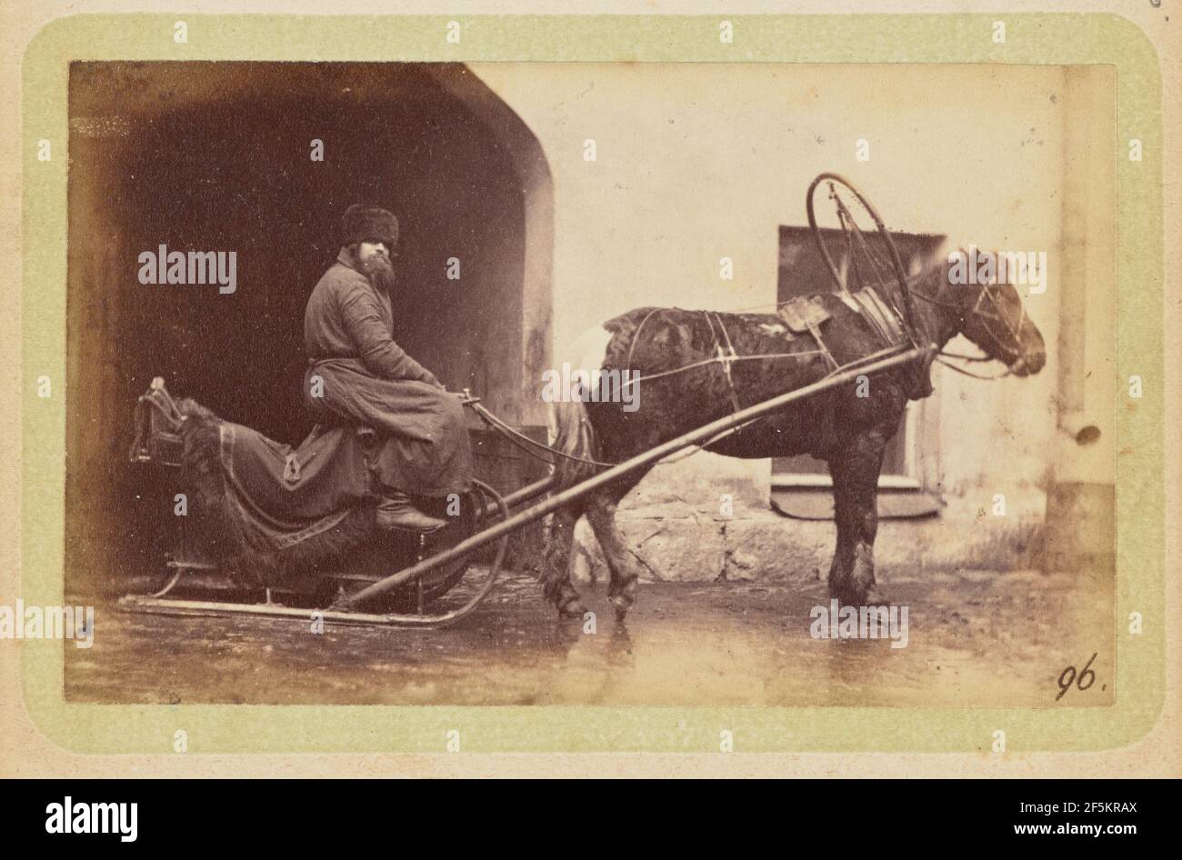 Uomo che guida una slitta trainata da cavalli. William Carrick (Scottish, 1827 - 1878) Foto Stock