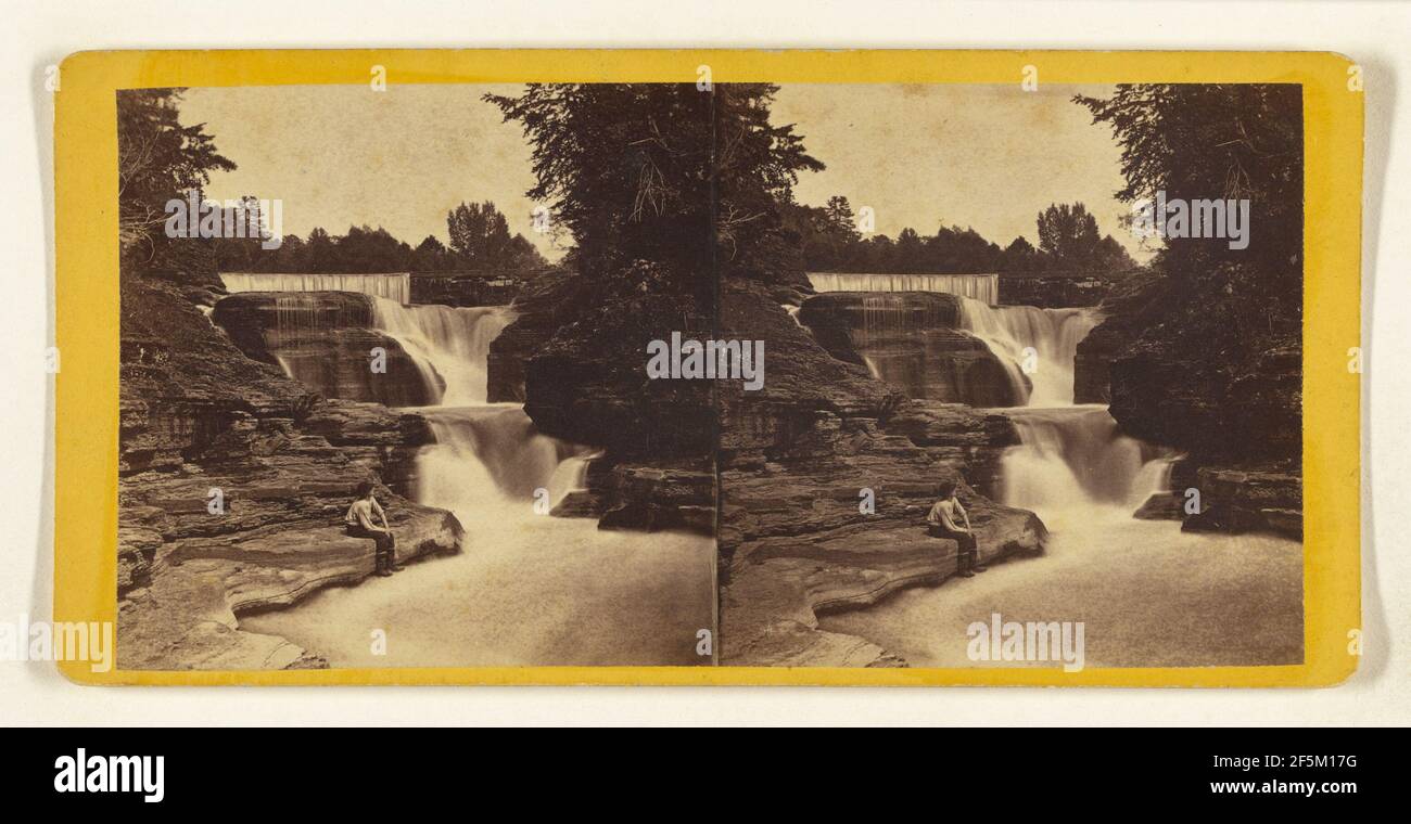 Cascade e Dam - Fall Creek. Ithaca, New York. Foto Stock