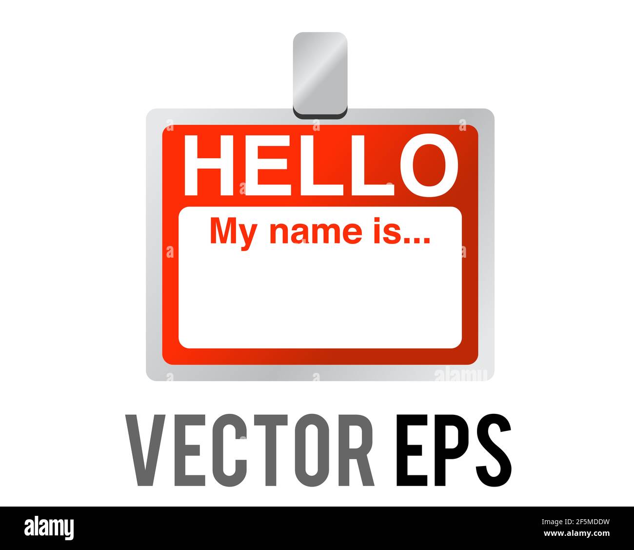 L'icona del tag del badge del nome a forma di rettangolo rosso del gradiente Vector isolato per la scuola, l'azienda, l'evento Foto Stock