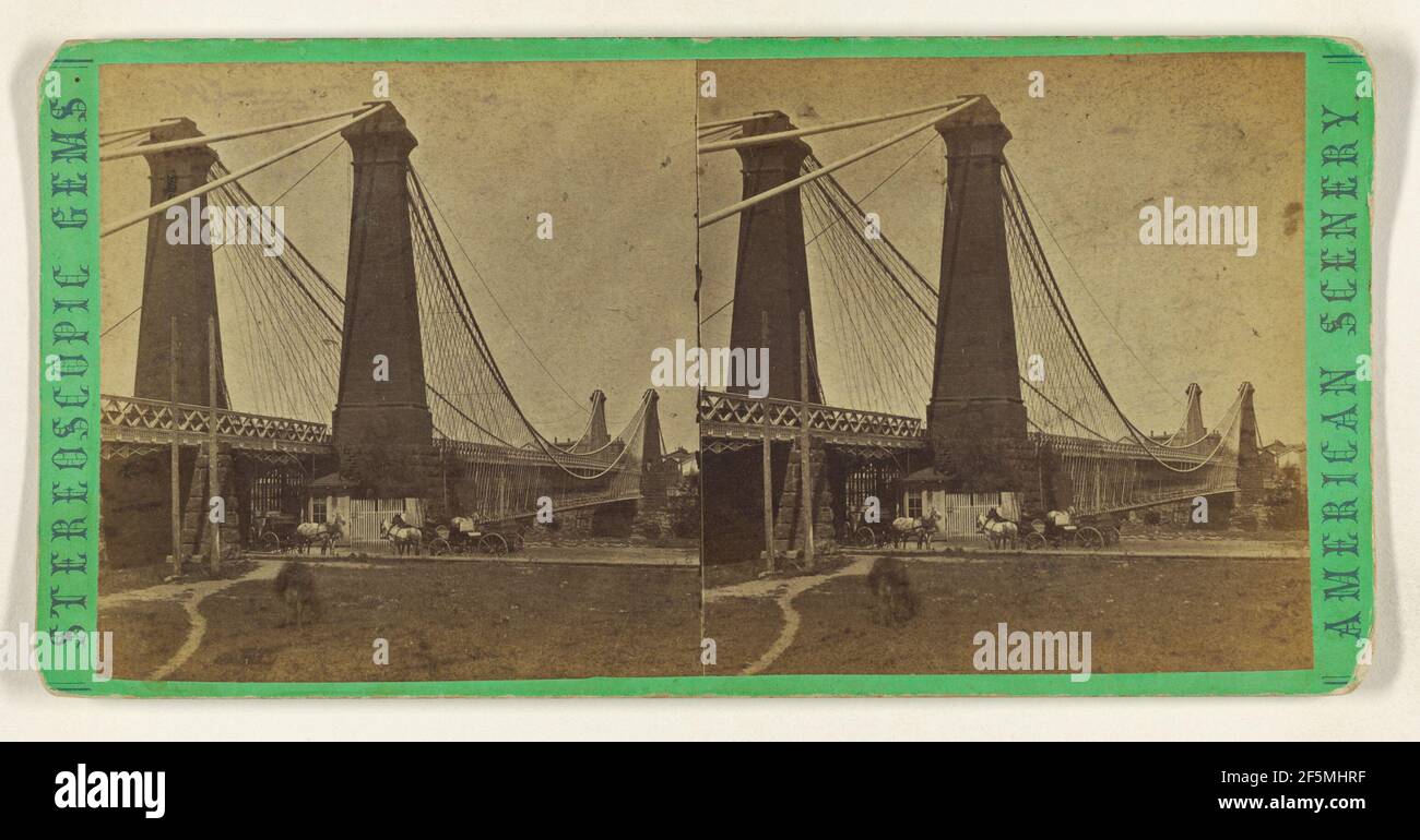 Vista generale del Ponte sospeso, Niagara. Edward e Henry T. Anthony & Co. (Americano, fondato nel 1862, fuso nel 1902) Foto Stock