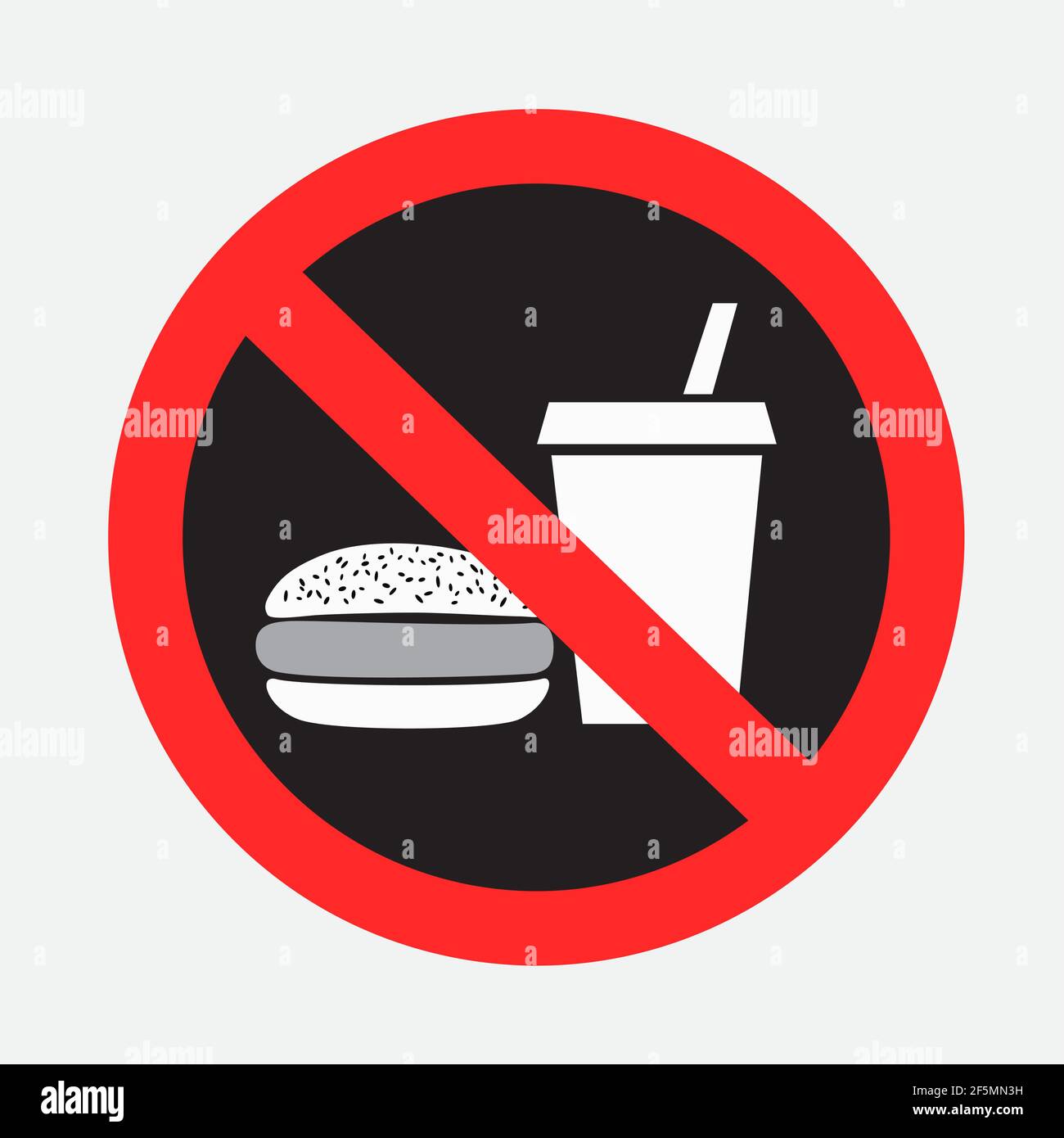 adesivo con il simbolo di divieto di fast food Illustrazione Vettoriale
