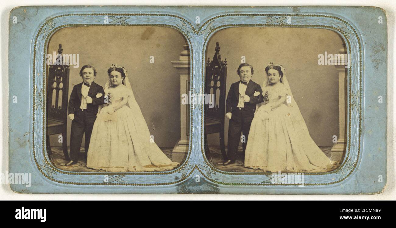 Ritratto di nozze di 'General Tom Thumb' e Lavinia Warren. Charles Dauvois (francese, attivo 1860) Foto Stock