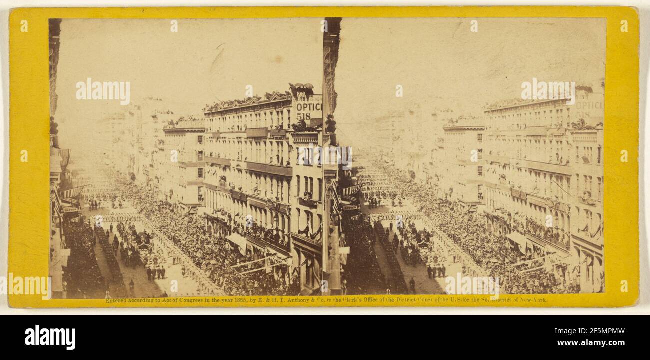 Le esequie del presidente Lincoln, New York, 25 aprile 1865.. Edward e Henry T. Anthony & Co. (Americano, fondato nel 1862, fuso nel 1902) Foto Stock